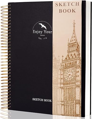 Cuaderno de bocetos de tapa dura para dibujar de 8.5 x 11 pulgadas, cuaderno de bocetos en espiral para adultos, mujeres y niños con 3.53 ozm, 68