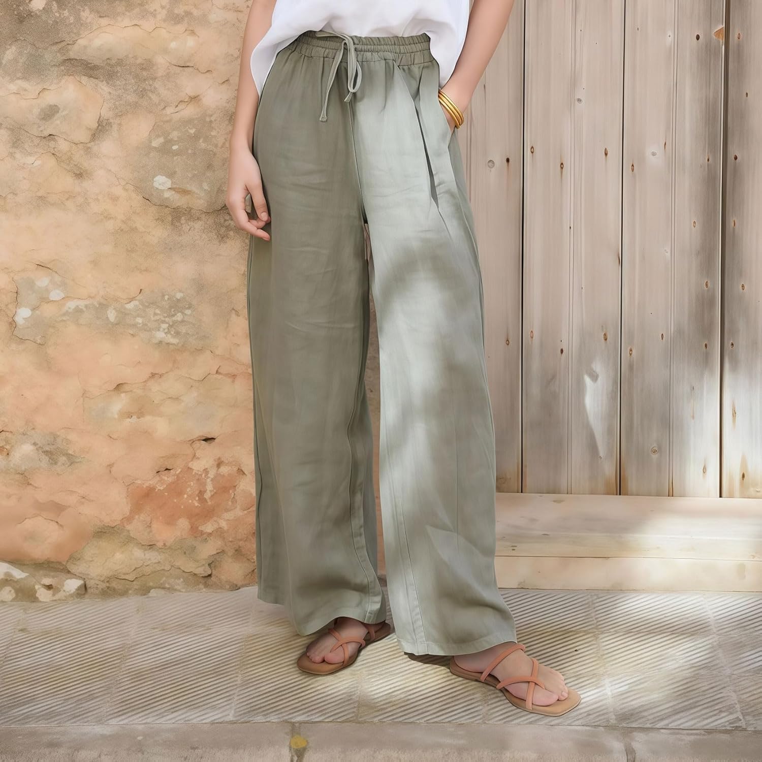 FITORY Women's Slide Sandals Flat Flip Flops with Cross Strap Thongs for Summer Size 6-11 - Image 3