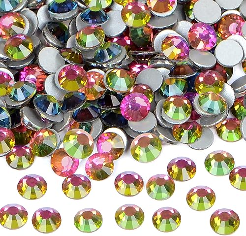 Miniatura 31 de 2880 diamantes de imitación para arte de uñas, sin termofijación, fijación con pegamento, cristales redondos de vidrio con base plana para hacer