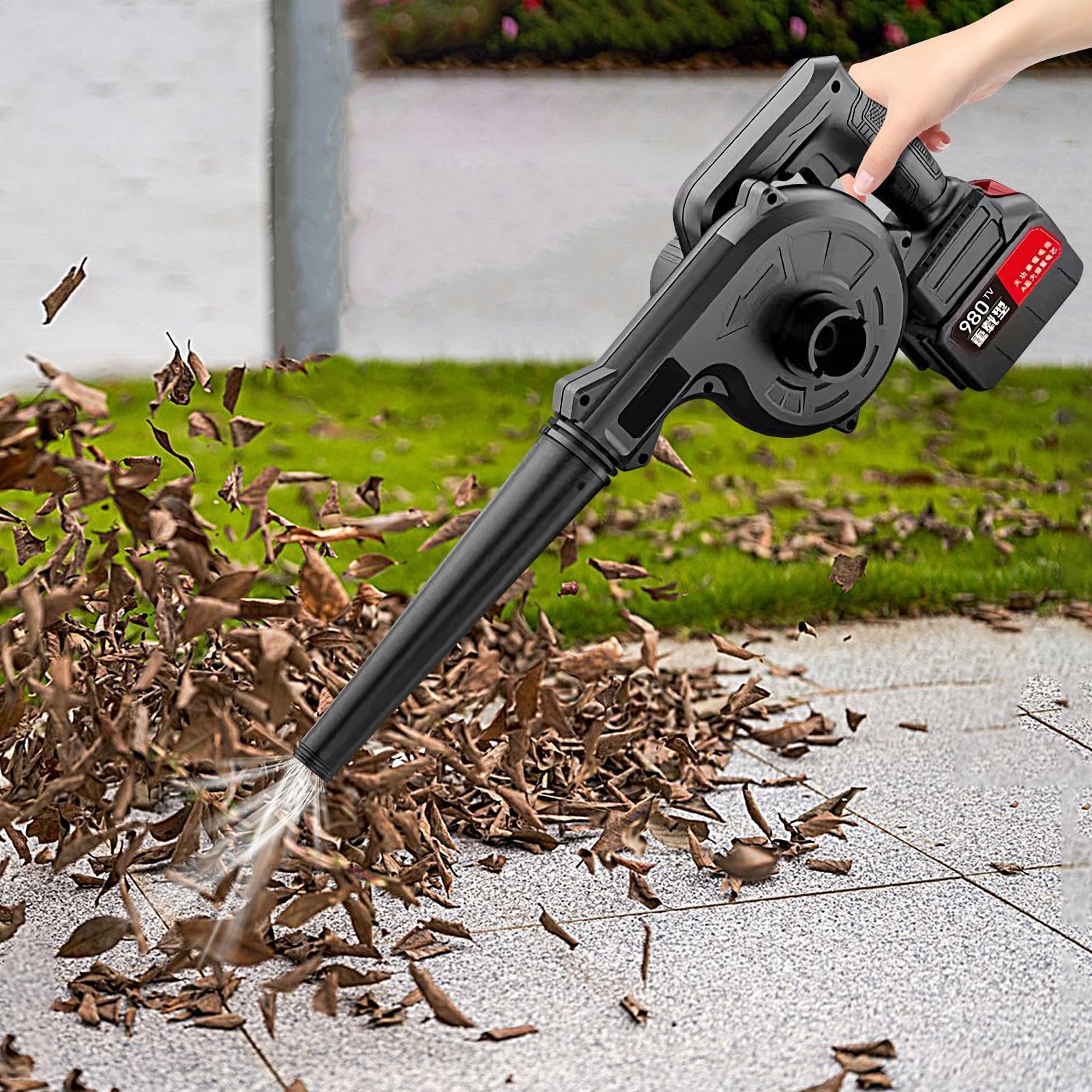 Soffiatore per Foglie a Batteria Ricaricabile Senza Fili a Batteria | Aspirapolvere da Giardino Portatile Per Esterni Giardino Cortile Prato Balcone Casa Auto Officina