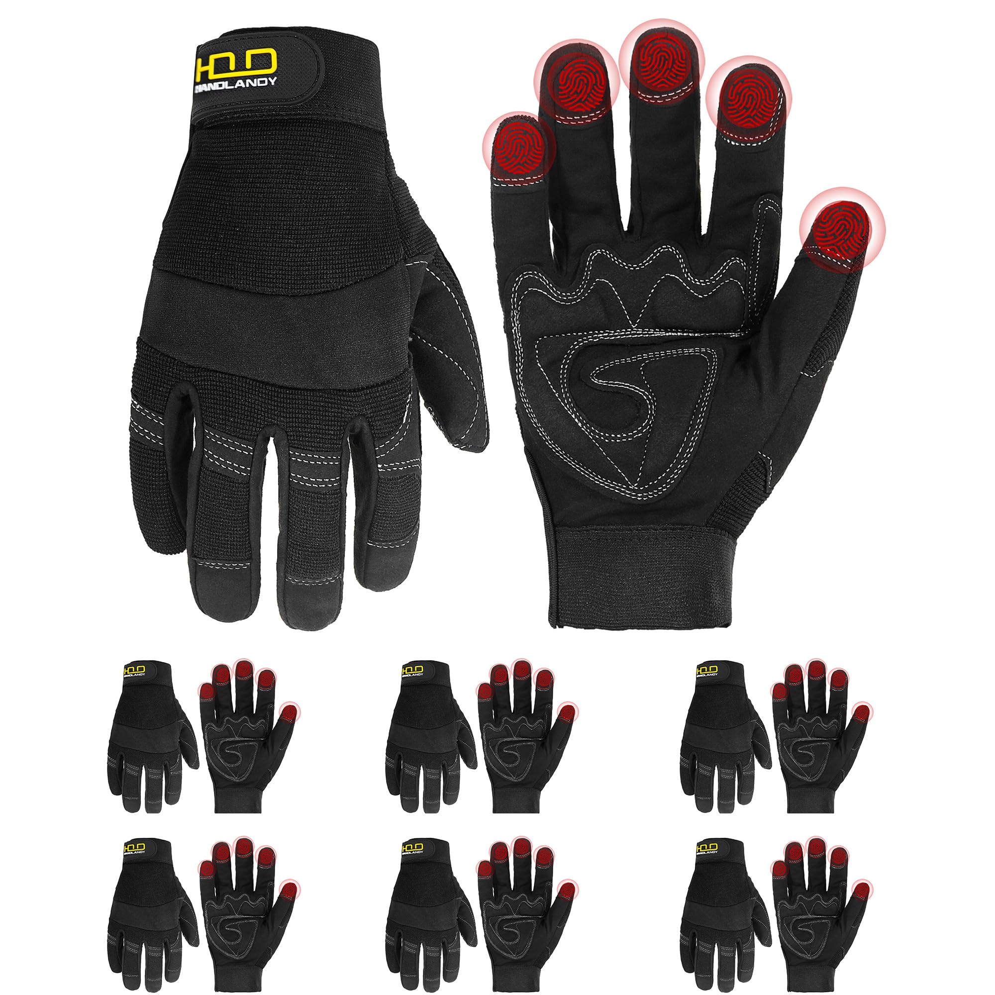 HANDLANDY Work Gloves for Men &amp; Women, Utility Mechanic Working Gloves Touch Screen, Flexible Gardening Gloves for Yard