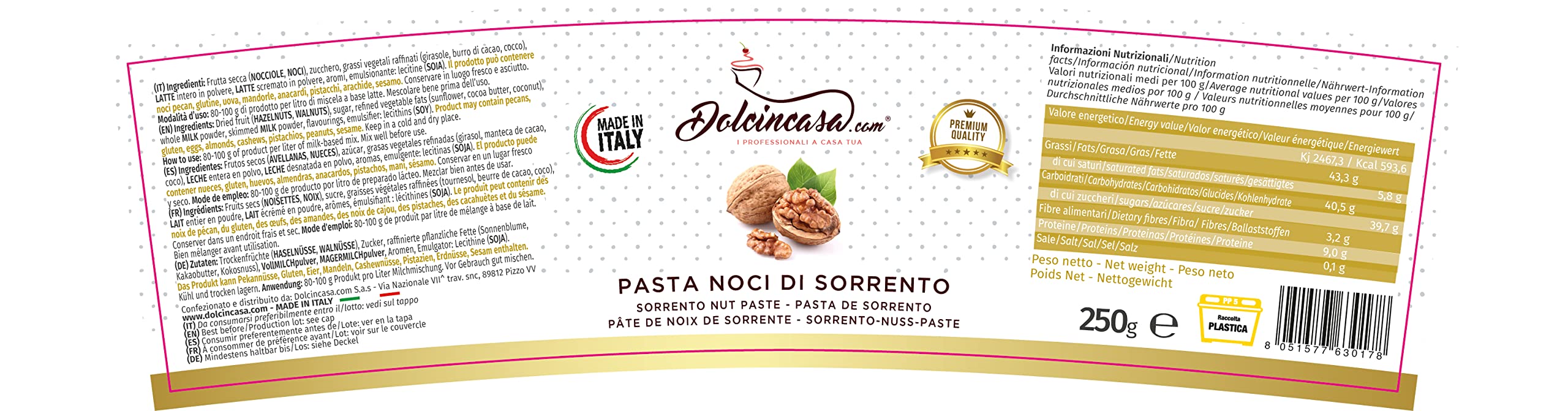 Pasta Gelato Noce di Sorrento per Gelati e usi in Pasticceria, 250 gr