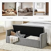 Vista 42 de HULALA HOME Banco otomano moderno de almacenamiento con almohadas, banco extra largo de dormitorio de 59.4 pulgadas para pie de cama, cómodo Azul