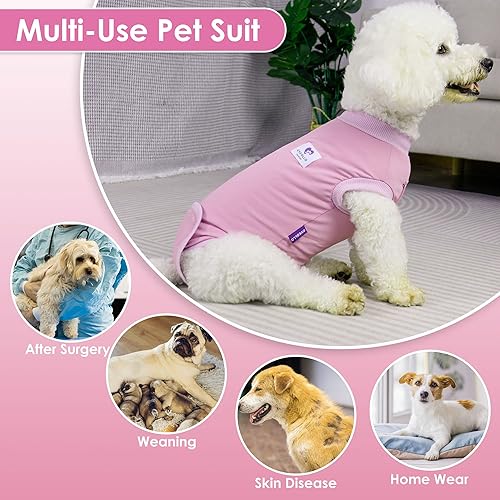Miniatura 5 de cyeollo Traje de recuperación de cirugía para perros, gatos, suave, transpirable, para después de la esterilización, esterilizador, antilameduras