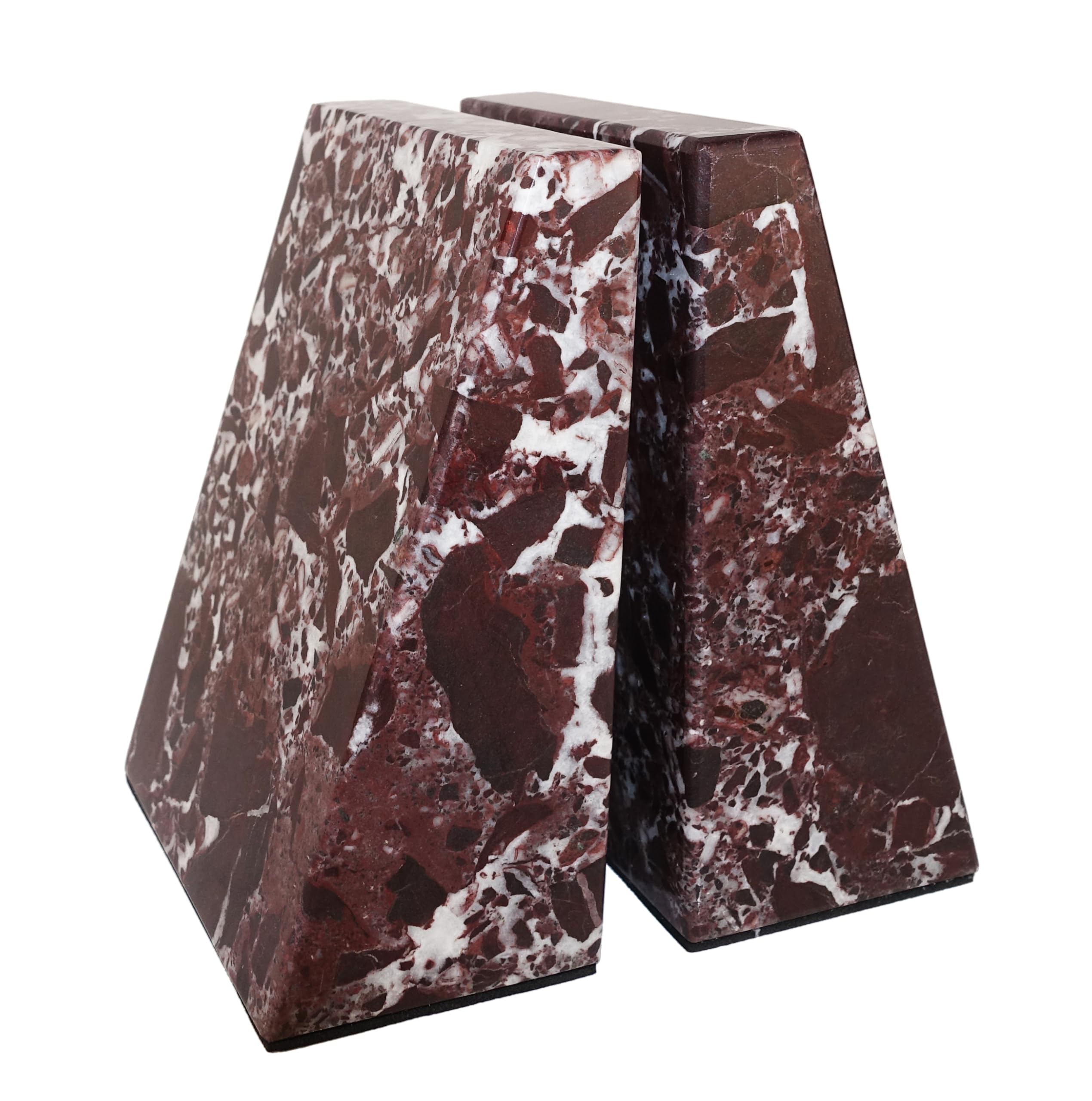Sujetalibros de mármol decorativos juego de 2 soportes de libros carmesí para estanterías
