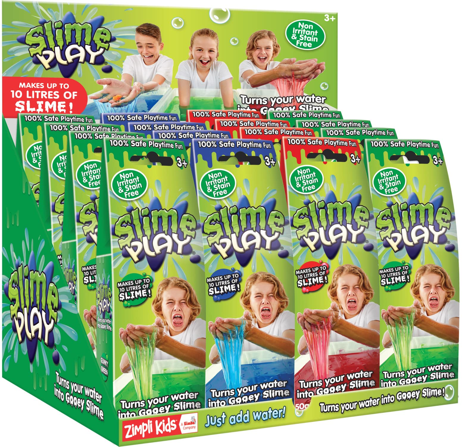 ZIMPLI - Slime Play Green, Just add water to create a gooey, colourful slime, Party Bag Favours, Sensory Toy for Pretend Play, Birthday Present for Kids