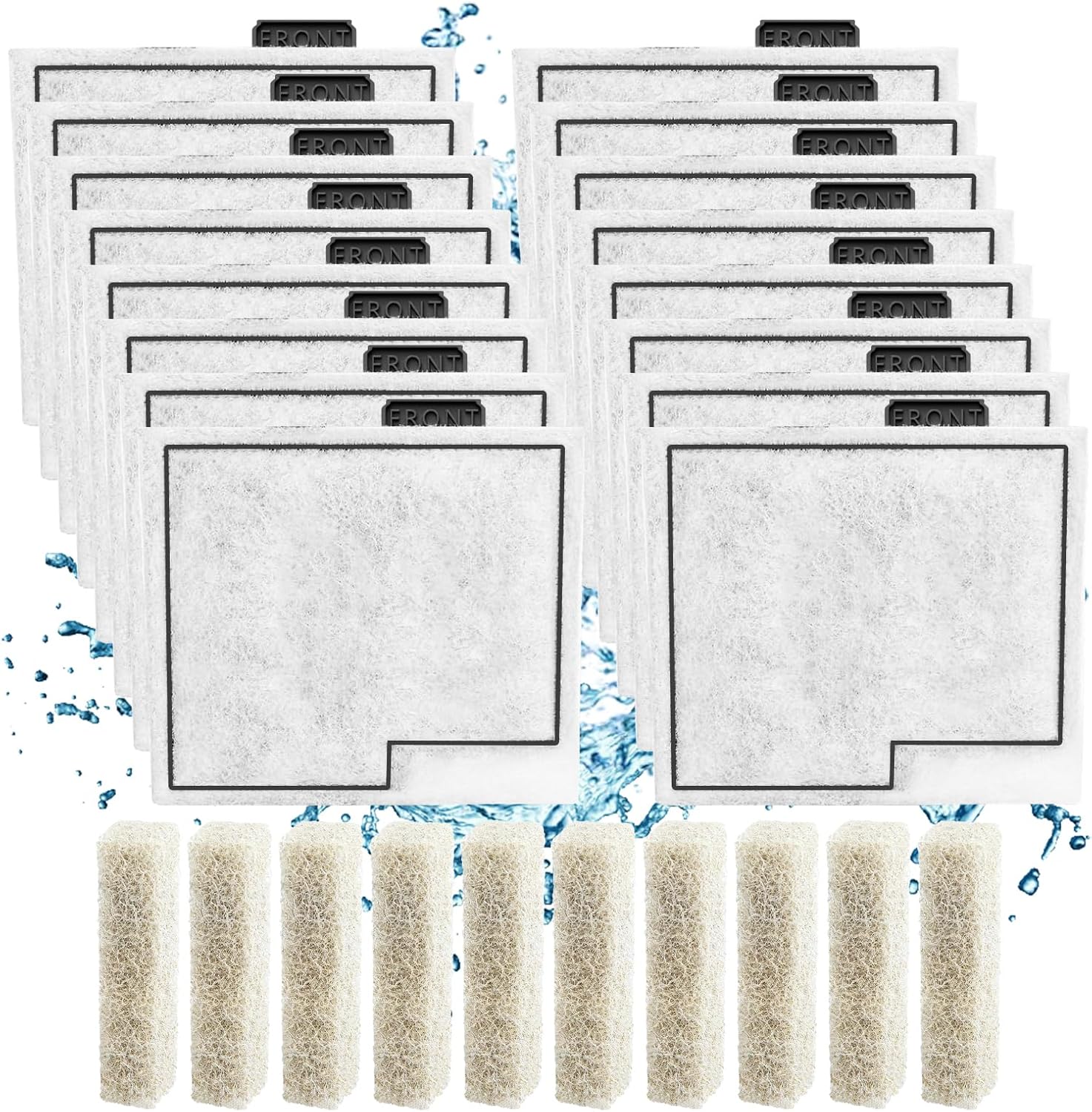 16 Pack Medium Filter Cartridge Replacement Compatible with Aqueon QuietFlow LED PRO Power Filter Size 10 & E Internal Power Filter Size 20 & Zilla Size 20 (16+10 Counts Ammonia Reducer Filter Pads)