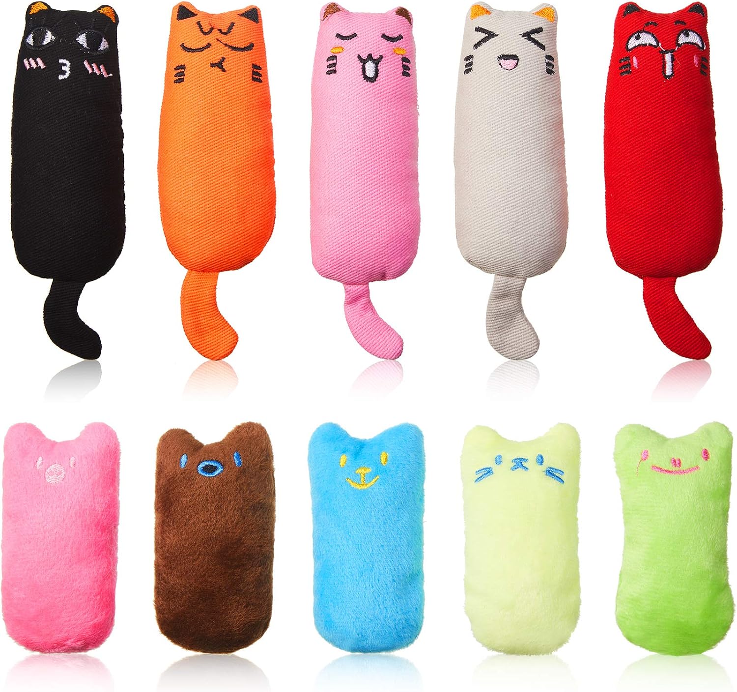 10 Pieces Cat Catnip Toys Interactive Soft Plush Catnip Toys Cat Chew Toy Cartoon Expression Cat Pillow Toys for Cat Kitten Teeth…