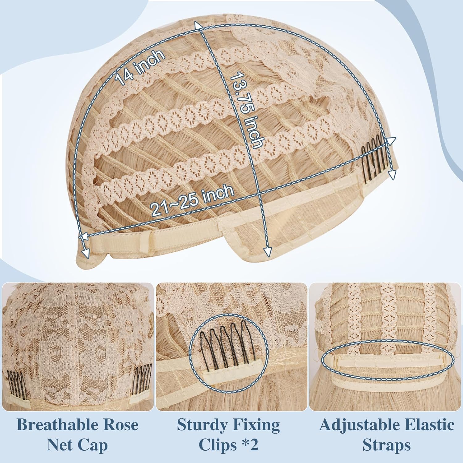 BARSDAR Medium Length Blonde Wig With Bangs - 18 Inch Wavy Blonde Wigs With Bangs for Women, Curly Wavy Synthetic Shoulder Length Wigs Daily Party Halloween - Image 6