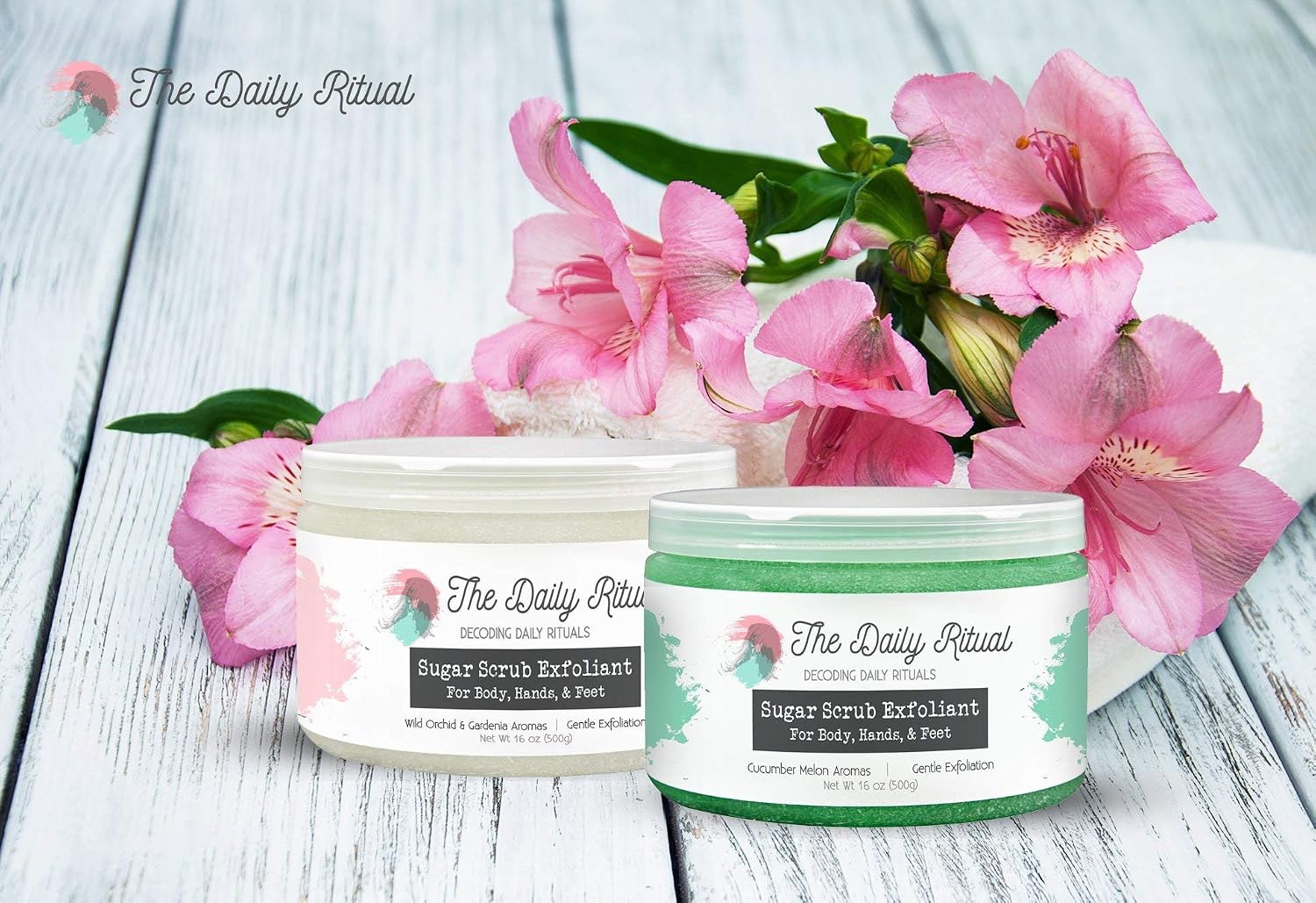 Sugar Scrub Body Scrub Exfoliator 16 oz, A Great Exfoliating Body Scrub, Booty Scrub, Foot Scrub, Body Exfoliator for Vericose Veins and Smooth Skin Treatment (Cucumber Melon)