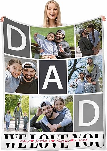 Manta personalizada con fotostexto, manta personalizada con imagen, manta de forro polar suave para papá, esposa, amigo, pareja, regalos