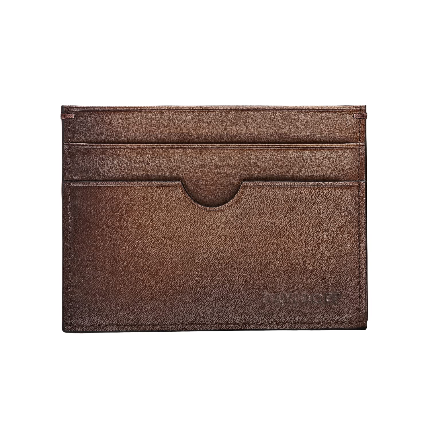 DAVIDOFF Venice Kartenetui Braun – Elegante kleine Brieftasche aus feinem Leder mit Ombre-Effekt – edler Card Holder mit 4 Steckfächern und Tasche