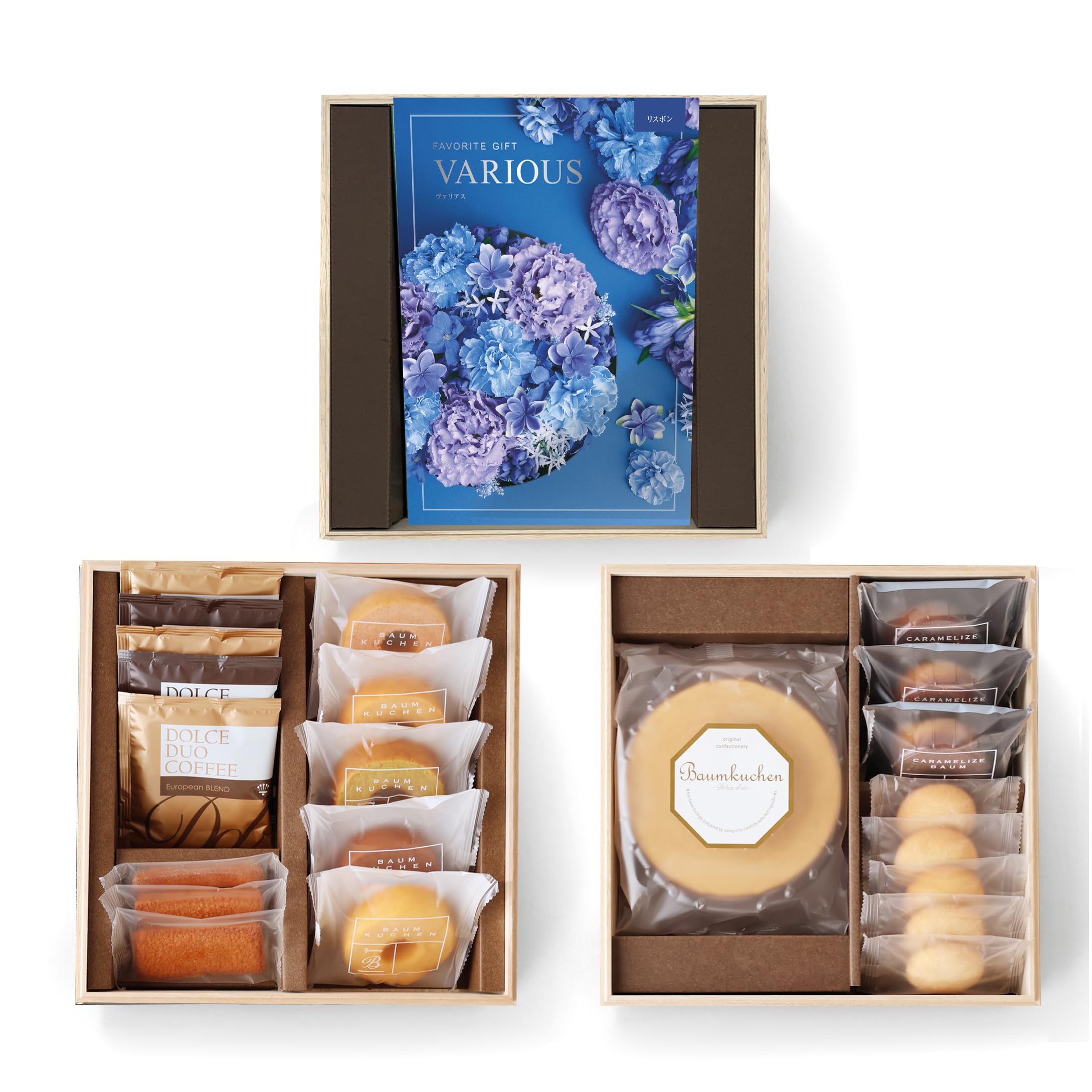 Amazon.co.jp: Dolce duo カタログギフト 豪華な木箱3段重 お菓子