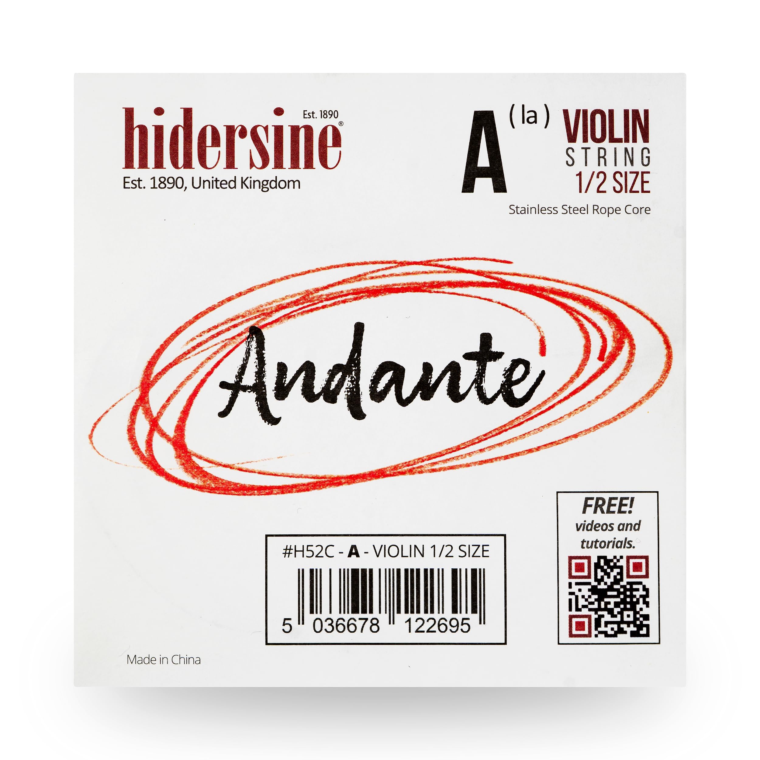 Hidersine Andante SINGLE A String for Violin 1/2 size. Steel Rope Core string feels easy to play. Great tone and great value. Perfect for Students with half sized violins