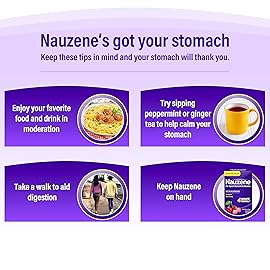 Nauzene Non-Drowsy Upset Stomach & Nausea Relief Chewable Tablets | 4-Minute Formula | Doctor Recommended | Wild Cherry Flavor | 56 Count