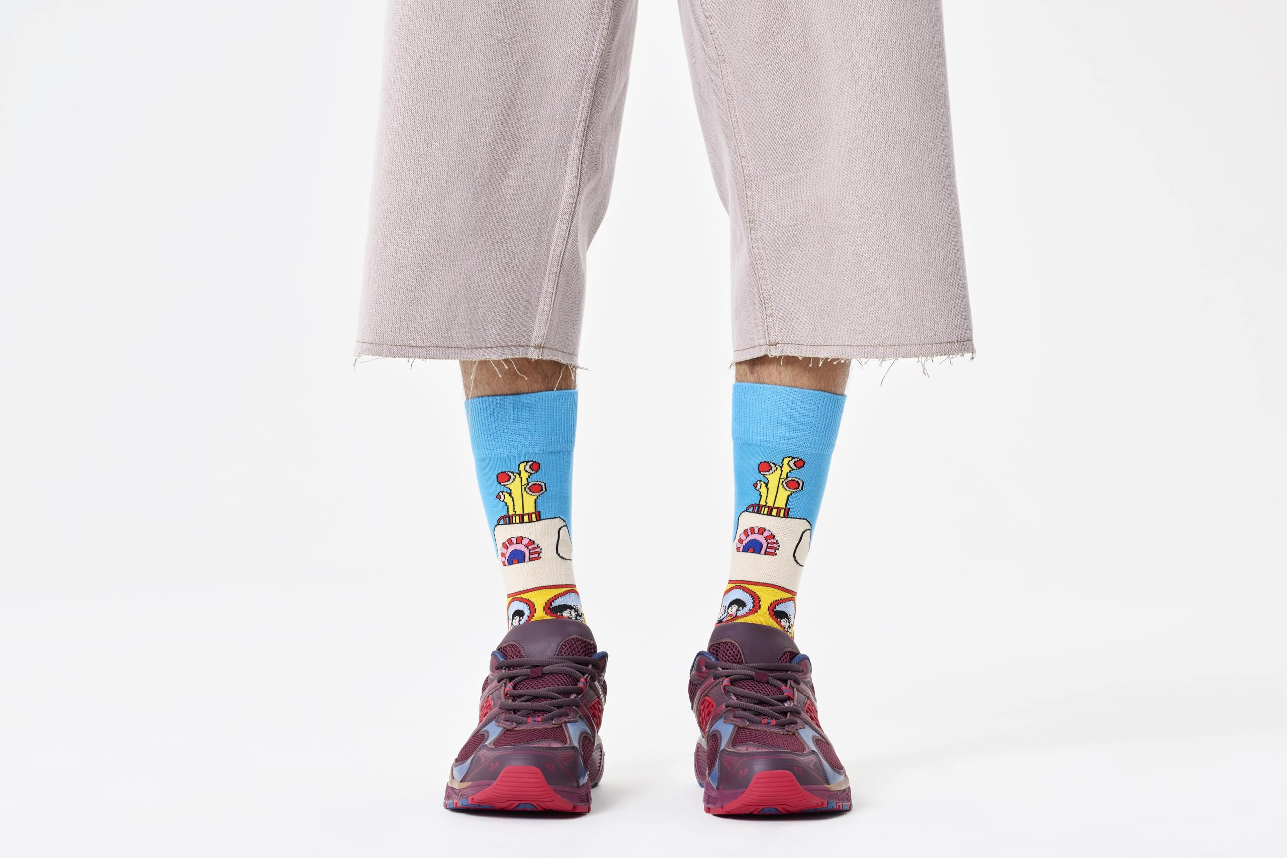 Happy Socks x The Beatles - Pack de 3 Calcetines en Caja de Regalo Edición The Beatles - Calcetines Divertidos para Grandes Fans
