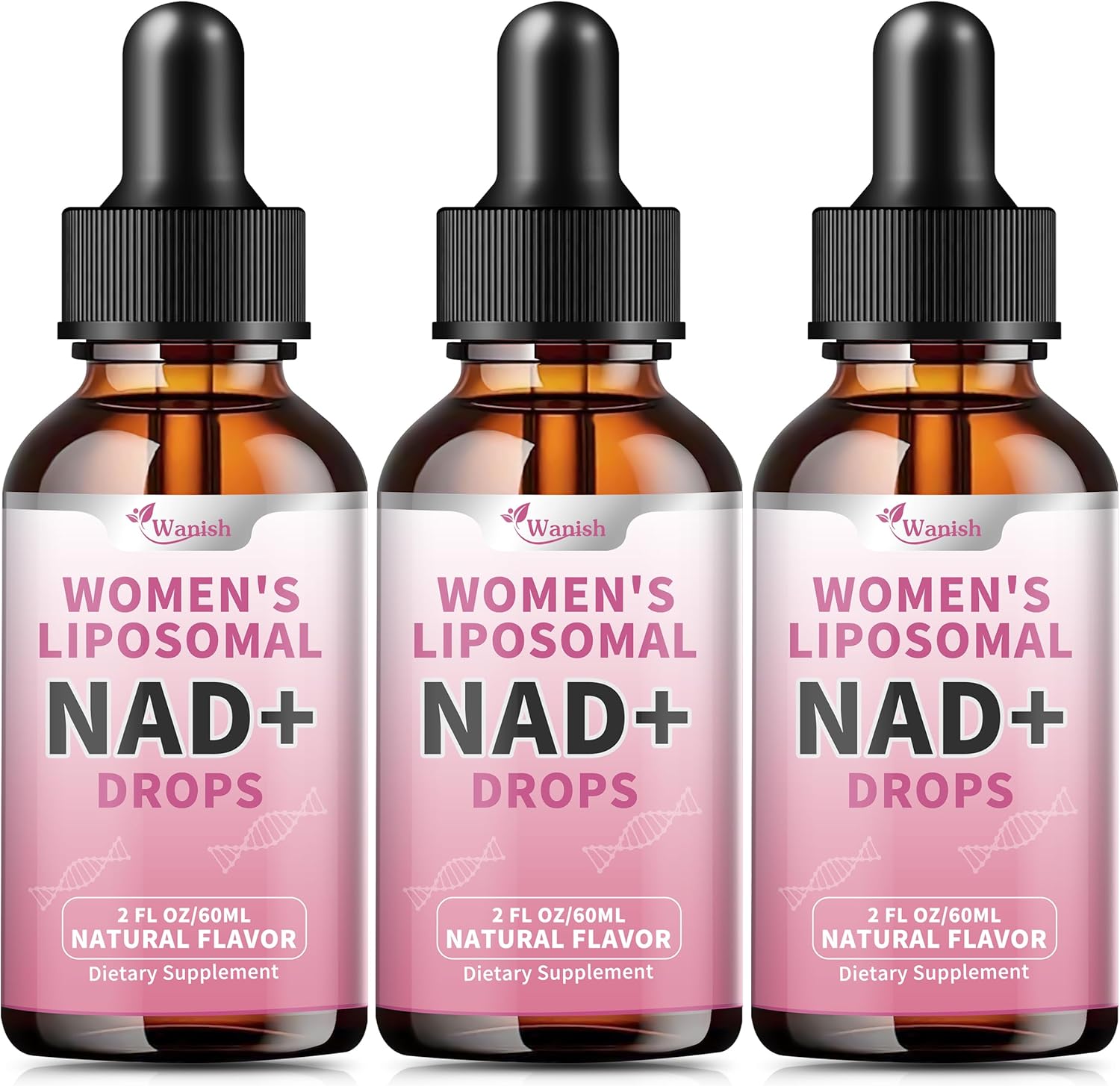 Wanish Liposomal NAD Supplements for Women, Pure 500mg NAD Nicotinamide - Cell Regeneration，Energy & Metabolism Support, Vegan,Sugar Free，Additives Free，6 Fl Oz