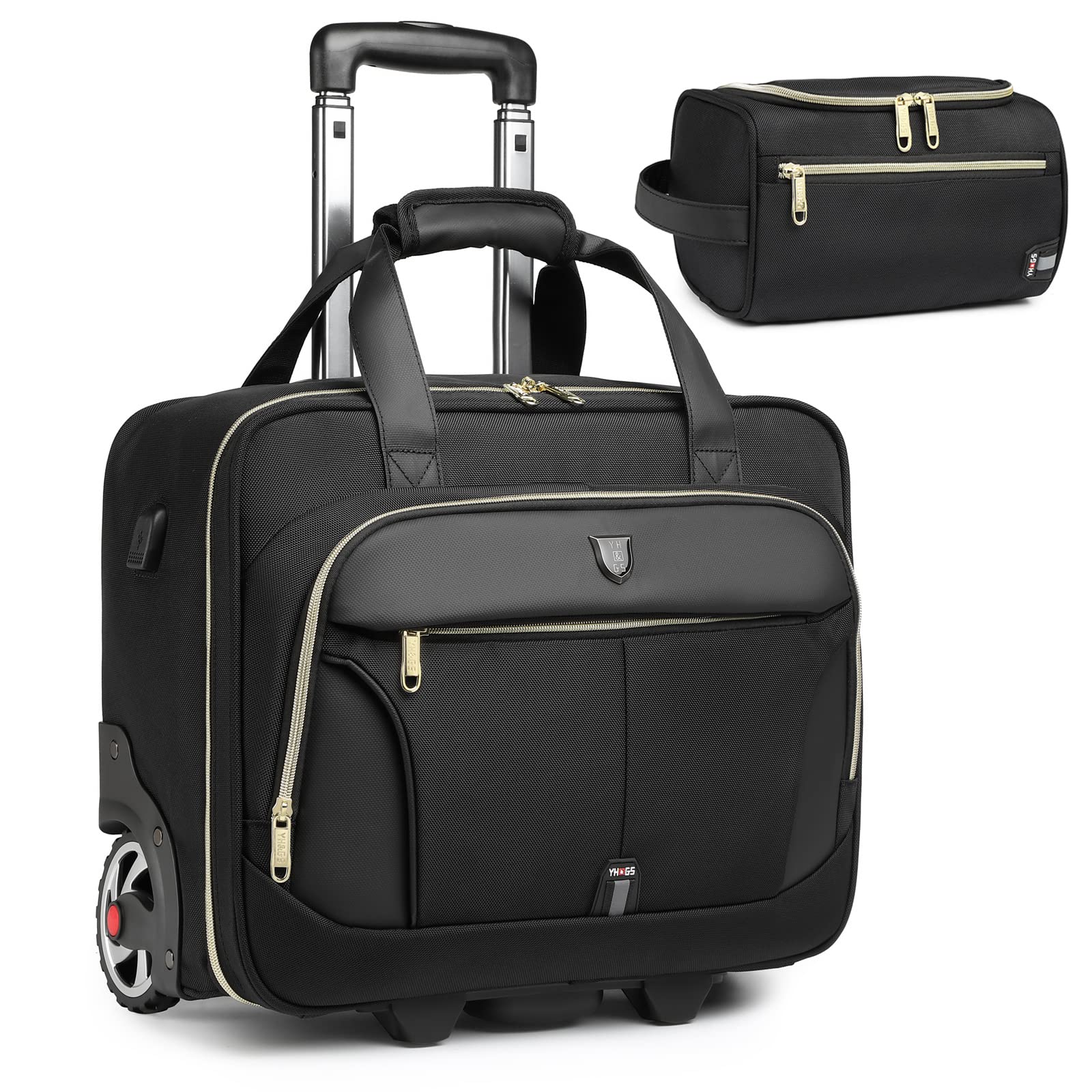 Photo 1 of [MISSING] Rolling Laptop Bag  15.6 inch Black+Gold Zipper