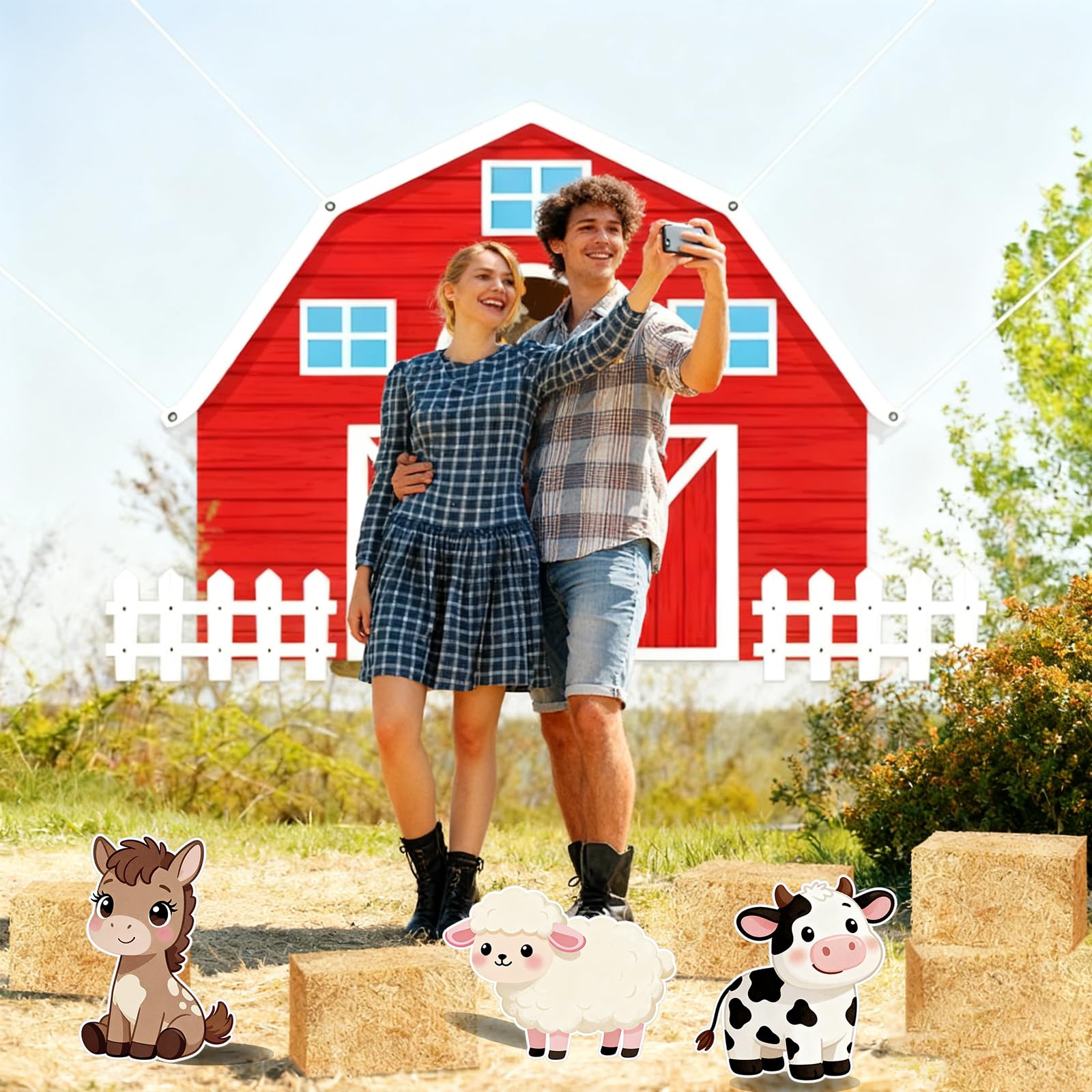 Lot de 6 Silhouettes d'animaux de la Ferme en Papier, Grand Format, avec Support, pour Photos. Décorations pour Anniversaire, Baby Shower ou fête sur Le thème de la Ferme
