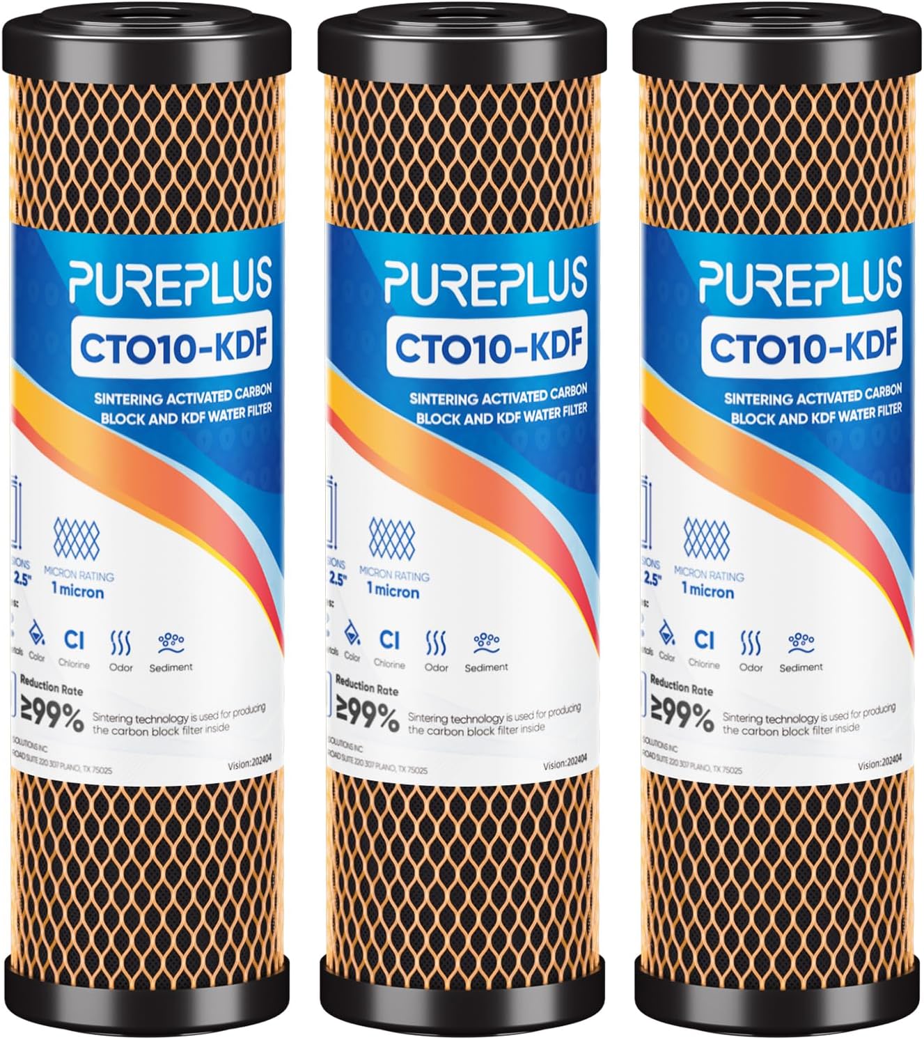 Cartucho de filtro de agua de carbono CTO de 1 micrón, 2.5 x 10 pulgadas, repuesto para sistema de filtro de agua debajo del fregadero, Dupont