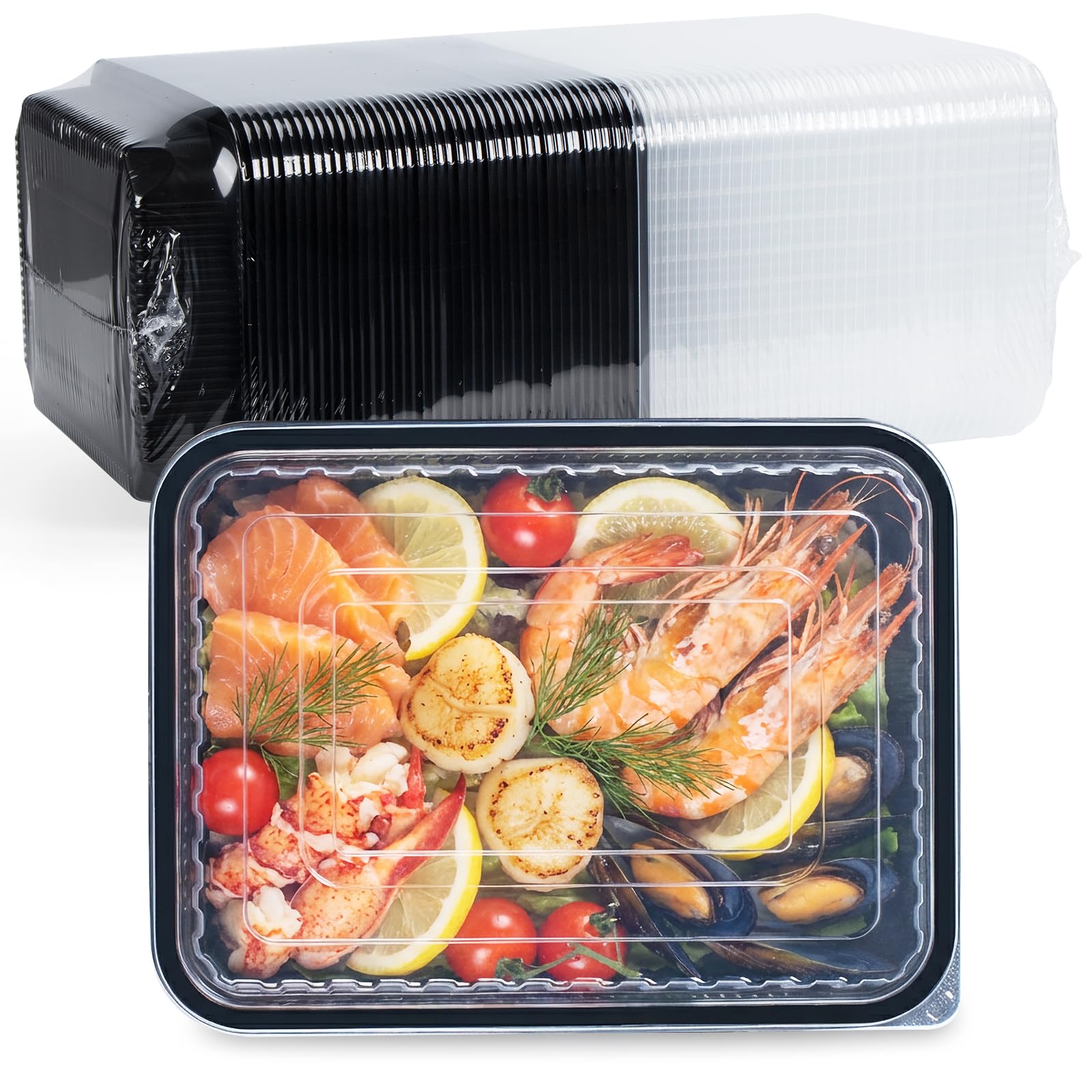48oz Bento Boxes with Lid - Shrink-Wrapped Ready to Use 40 Pack