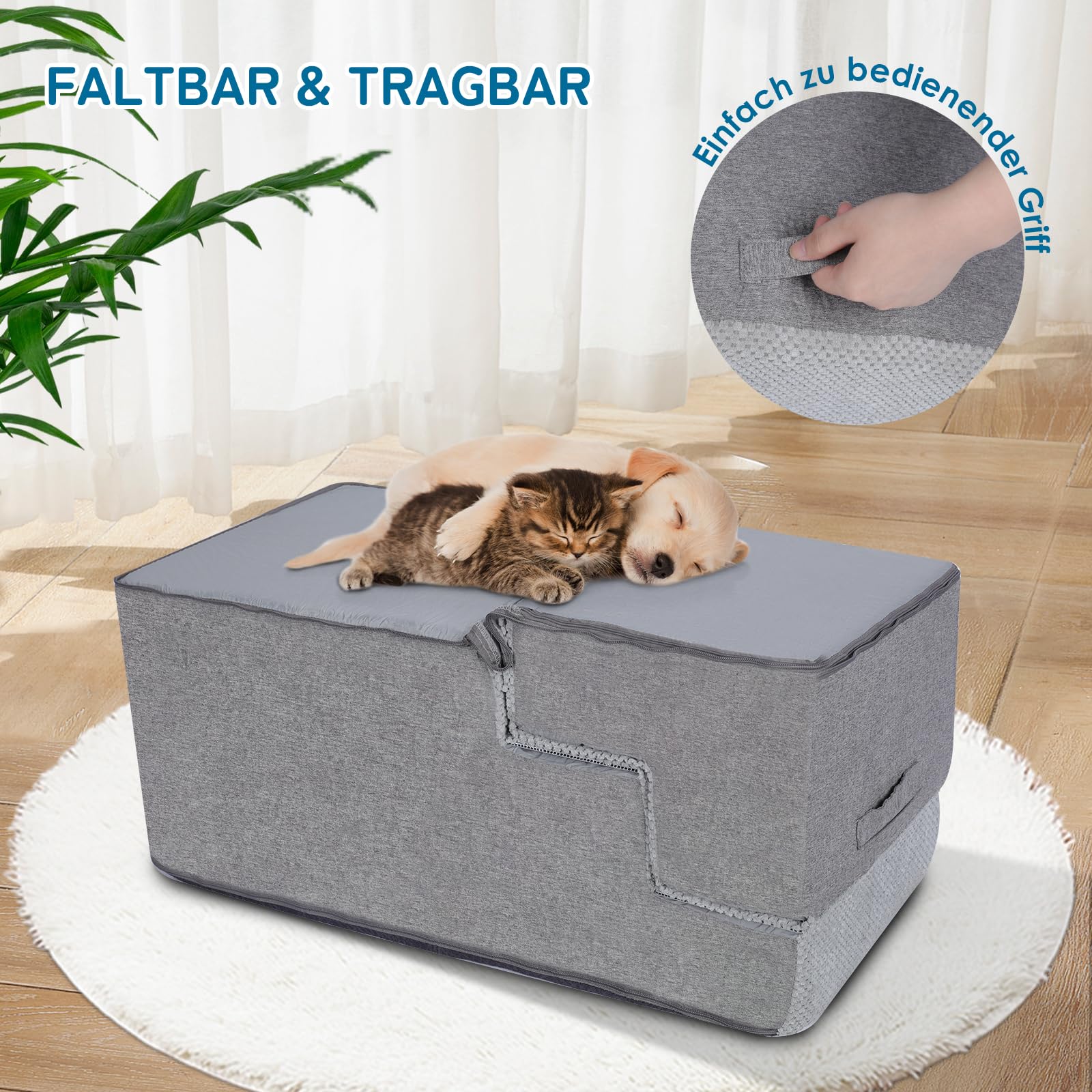 Hundetreppe Aus Schaumstoff – 5-stufig, 55,9 Cm Hoch, Rutschfest Für Bett & Couch, Bis 50 Pfund, Für Kleine Hunde & Katzen