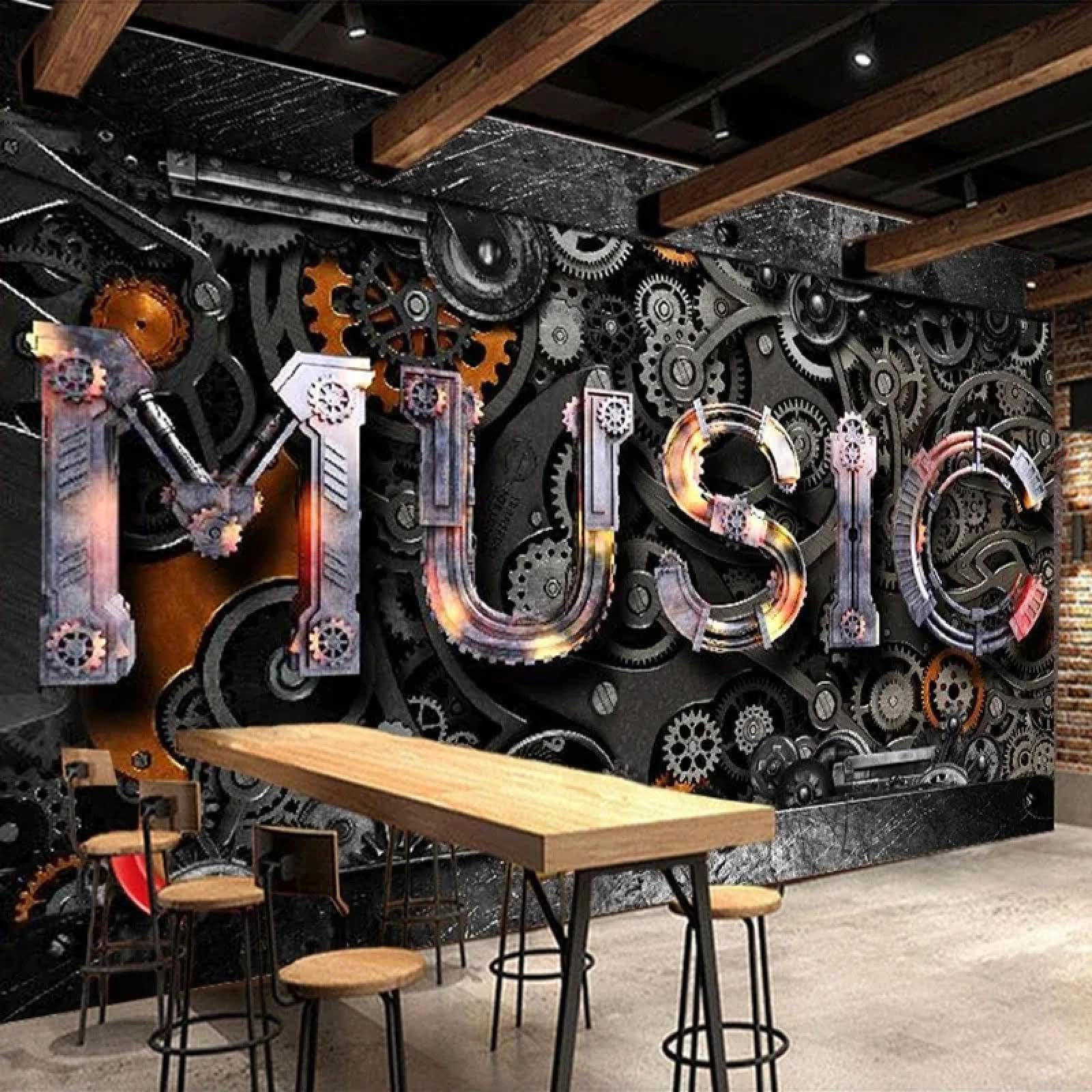 Mural Salon 3D Tapeta Nostalgia Vintage Styl Przemysłowy Muzyczna Muzyczna Dekoracja Ścienna W Sypialni