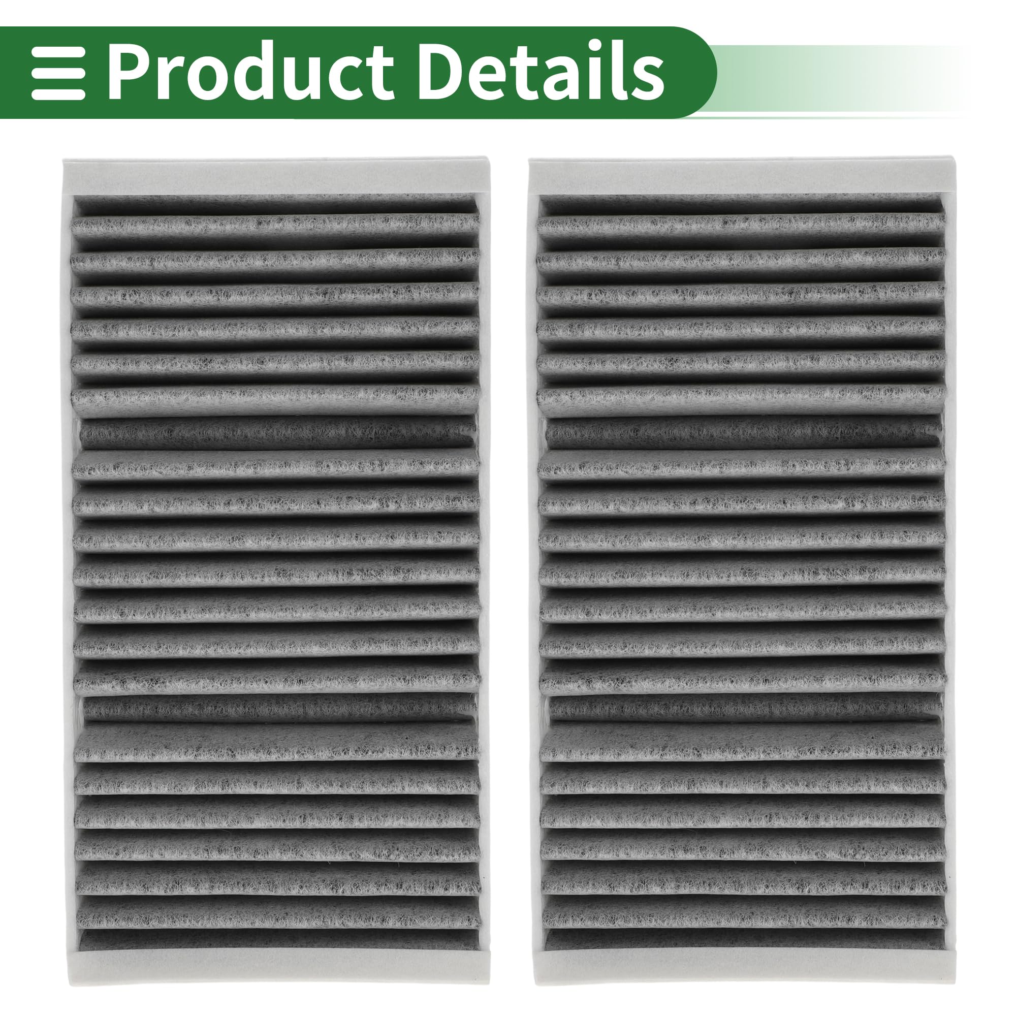 Filtro Abitacolo n. 164830021864 per Mercedes-Benz GL-CLASS (X164) GL 320 CDI / 350 BlueTEC 4-matic 2009-2012 in tessuto con carbone attivo, 2 pezzi