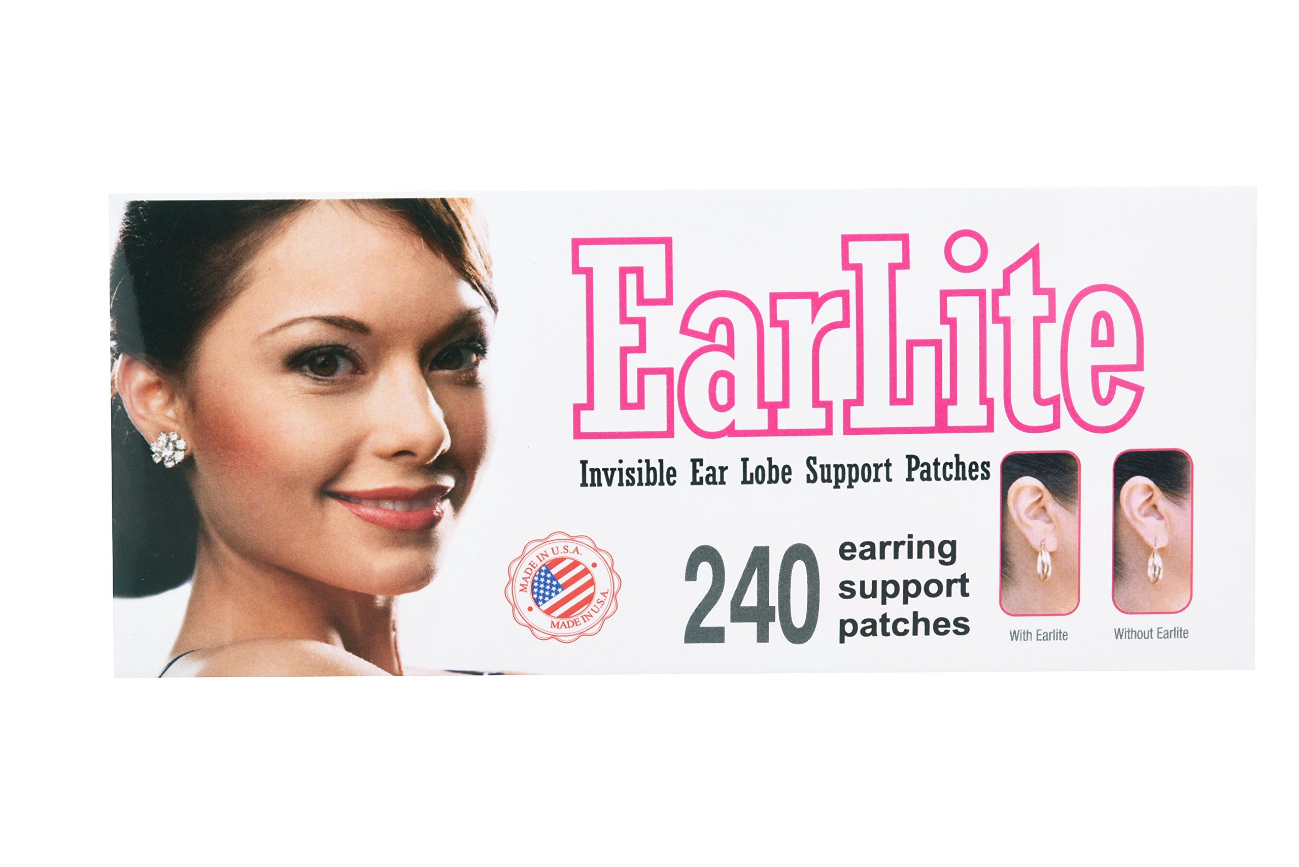 EarLite 240(60 Ea X 4パック)ZipLockポーチのインビジブルイヤリングサポート防水パッチ - アメリカ製...