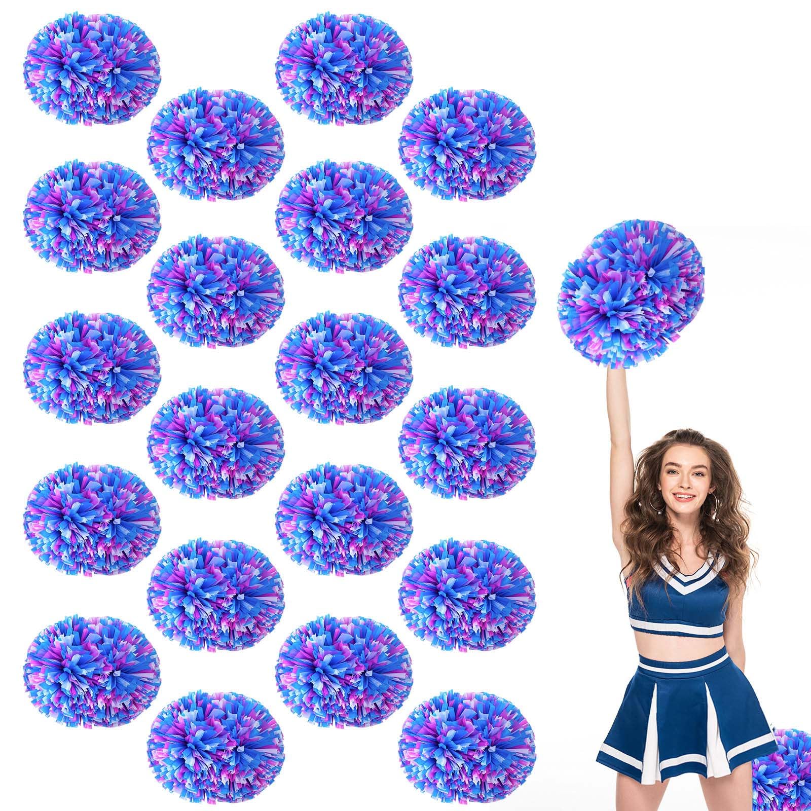 20 Pack Cheerleading pom poms,Handheld Cheer pom poms, Sports Cheer Plastic Pom Poms Cheerleading for Sports Team Spirit Cheering (White Blue Pink)