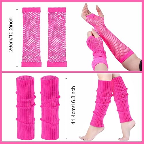 Miniatura 4 de Hicarer 18 piezas de accesorios de los años 80 para mujeres y niñas, trajes de fiesta retro neón de los años 80 y 90, disfraz de Año Nuevo, riñonera