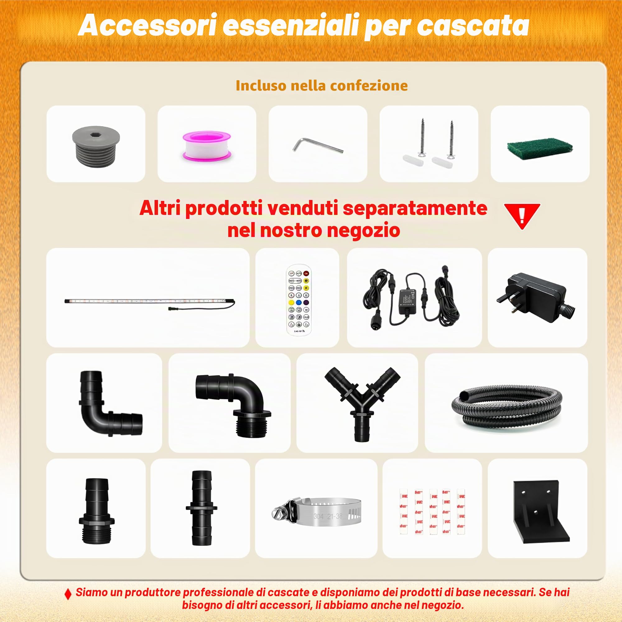 Kit Cascata Piscina Laghetto a lama, Fontana da Giardino Esterno in Acciaio Inossidabile con Accessori, Decorazione Laghetto da Giardino Patio (Lunghezza 60cm, Larghezza 15cm)