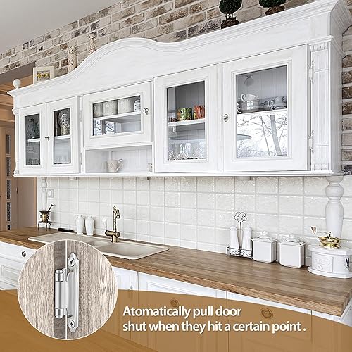 Miniatura 4 de Bisagras de níquel satinado para cocina, 10 pares de bisagras de puerta de gabinete de níquel cepillado de 2-18 pulgadas, bisagras de puerta de