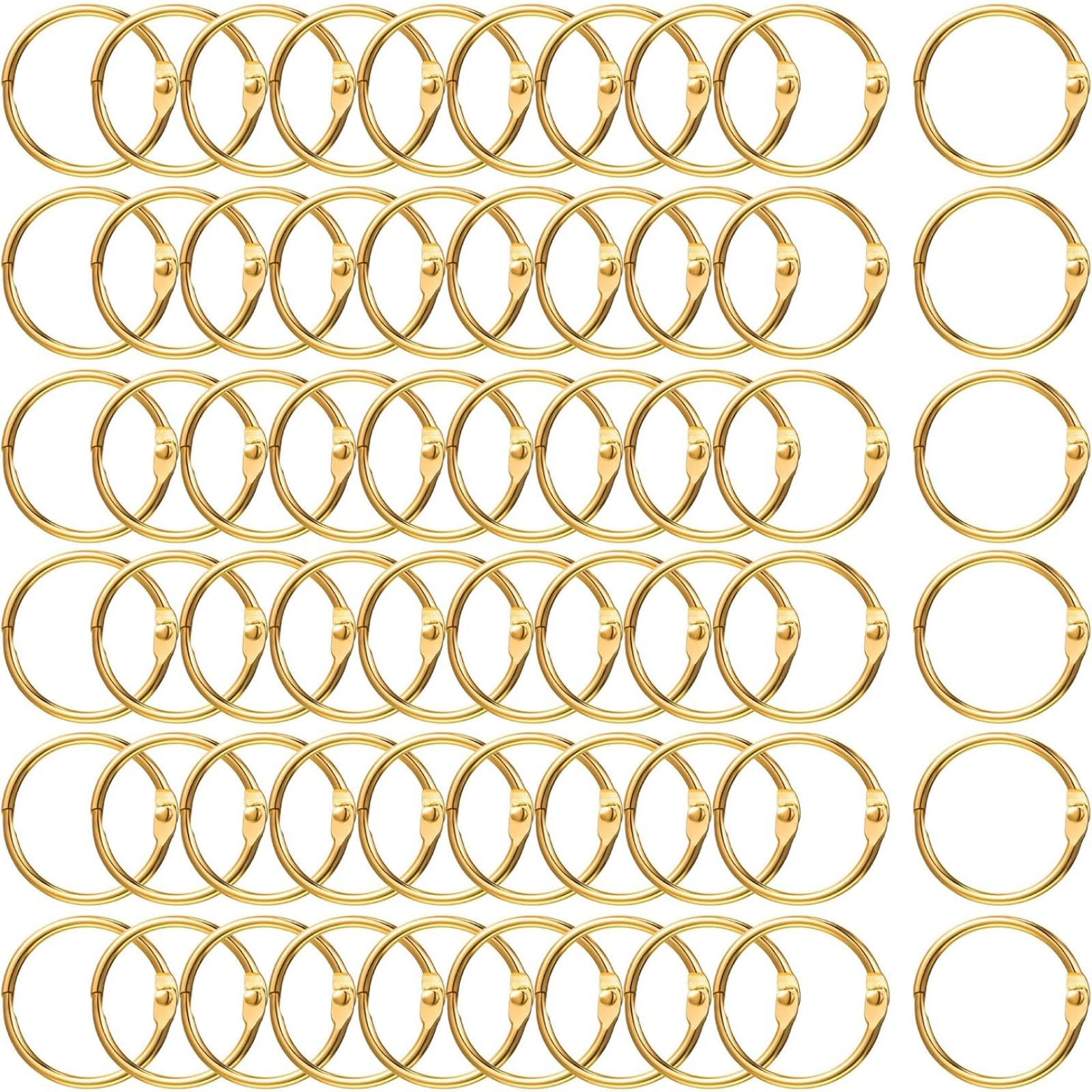 Boao 1.2 Inch Gold 60 Pcs Loose Leaf Binder Rings Bulk Metal Book Rings