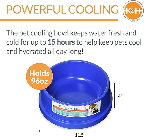 Miniatura 2 de K&H Pet Products Coolin' Pet Bowl - Tazón refrescante para perros y gatos de razas grandes, medianas y pequeñas, cuenco aislado para interiores y