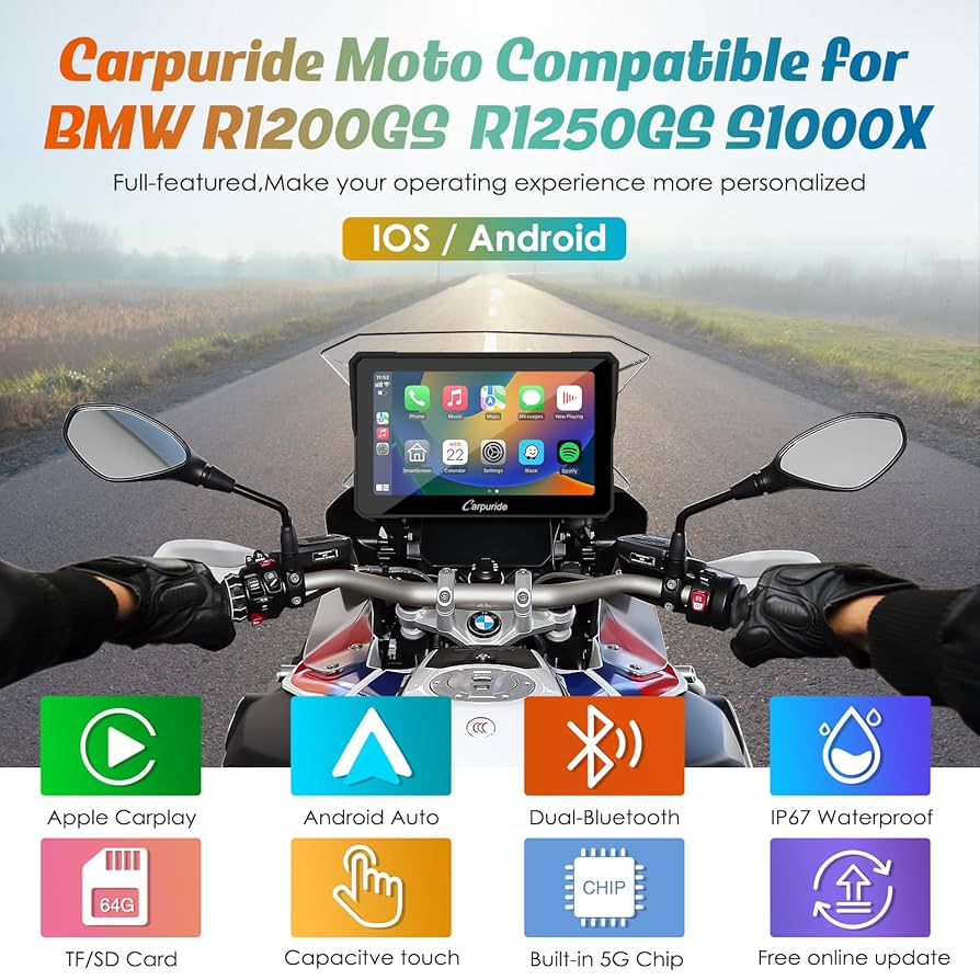 アクセサリー Carpuride 502 BMW Motorcycle Carplay Carpuride W702B Motorcycle Carplay Screen for BMW R1200GS