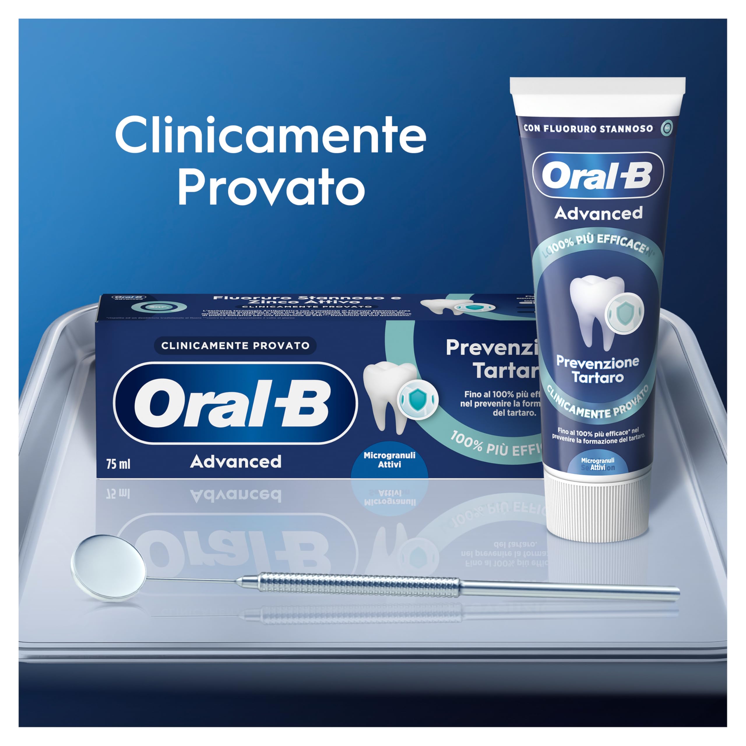 Oral-B Dentifricio Advanced Prevenzione Tartaro 12x75ml, Dentifricio Formato Convenienza Anti Tartaro con Microgranuli Attivi, Clinicamente Provato, Pulizia Denti, Sapore Menta Fresca, Alito Fresco
