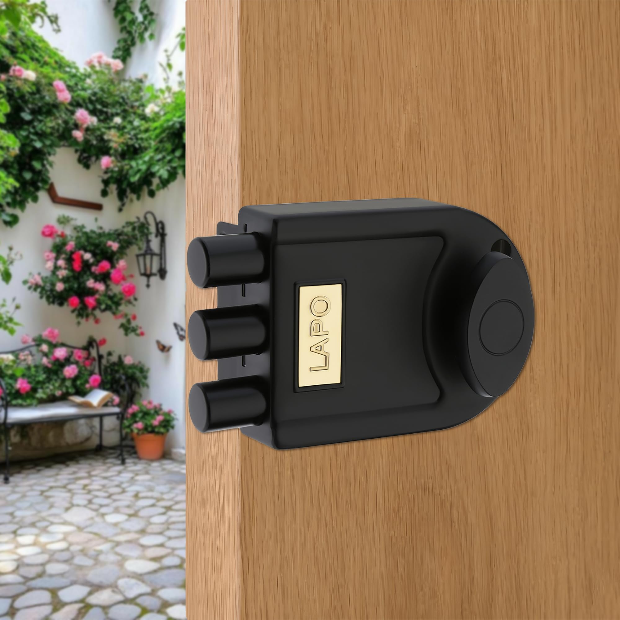 LAPO Rim Lock, Applicable to Main & Safety Doors, TwinPin Extreme Dead Bolt Lock, Suitable for Single, Sliding & Gate Doors, Black Finish, 3 Keys, Reversible Knob, 3 Years Warranty — Amazon image 8