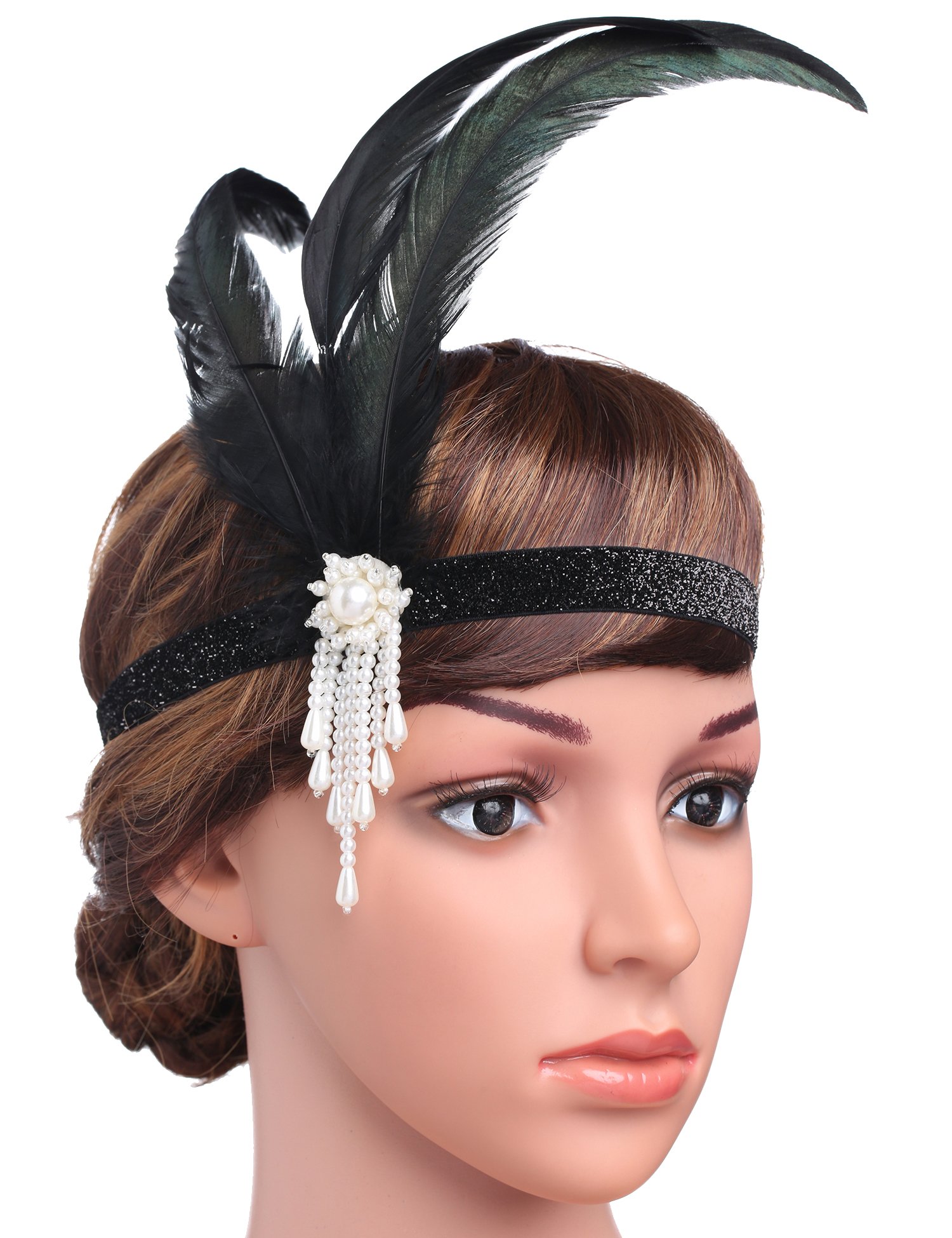 BABEYOND Hoofdband voor dames, pauwenveer, haarspeld in de stijl van de jaren 20, Gatsby, carnavalskostuum, haaraccessoires