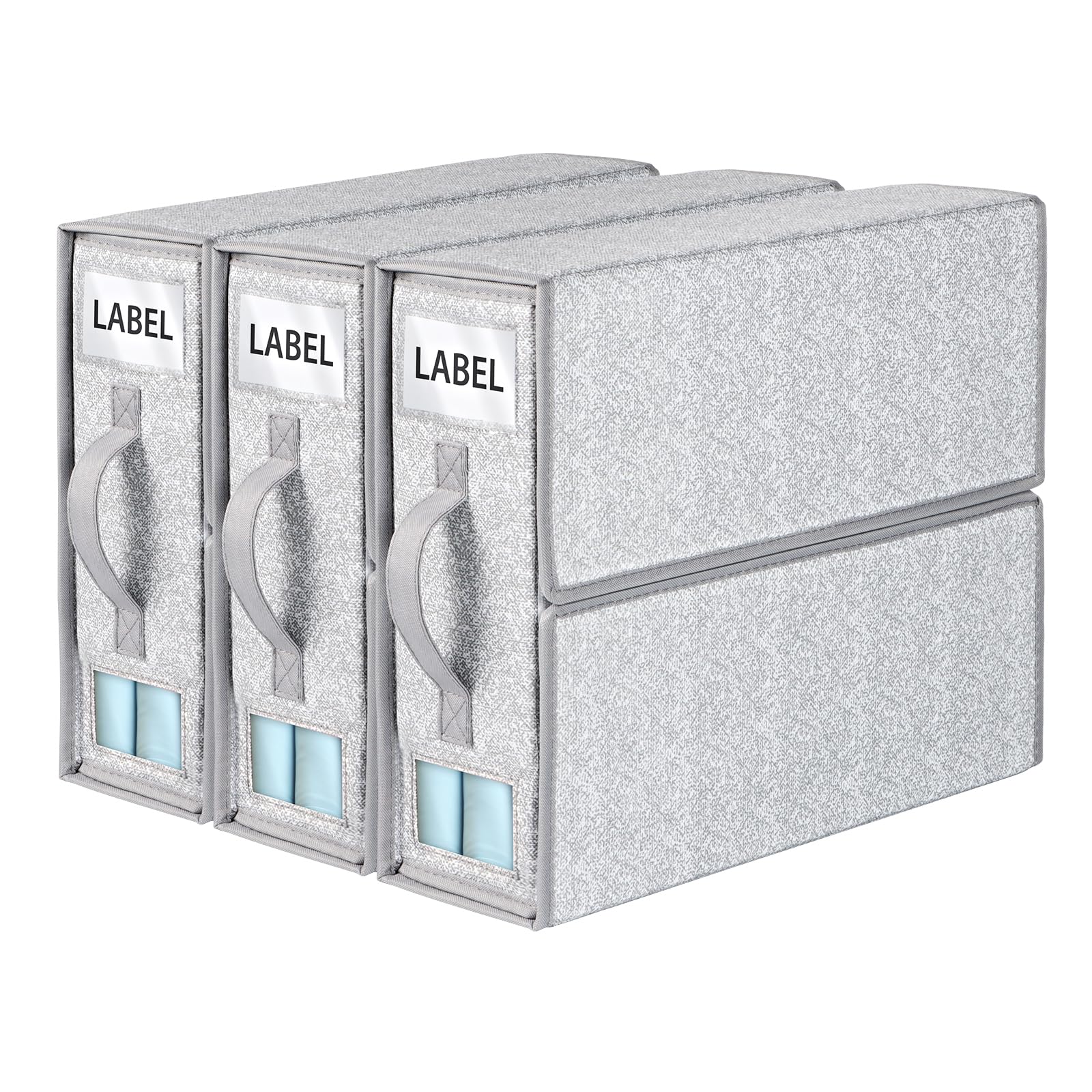 Toaboa Bettwäsche Organizer 3 Stück | 38x32x12cm Faltbar | Mit Sichtfenster & Griff | Vlies Material