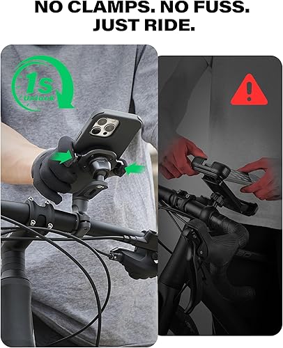 Miniatura 5 de A2C Kit de soporte de teléfono de bicicleta ultra seguro de una cerradura con funda MagSafe para iPhone 16 Pro Max - Bloqueo y liberación 1s,