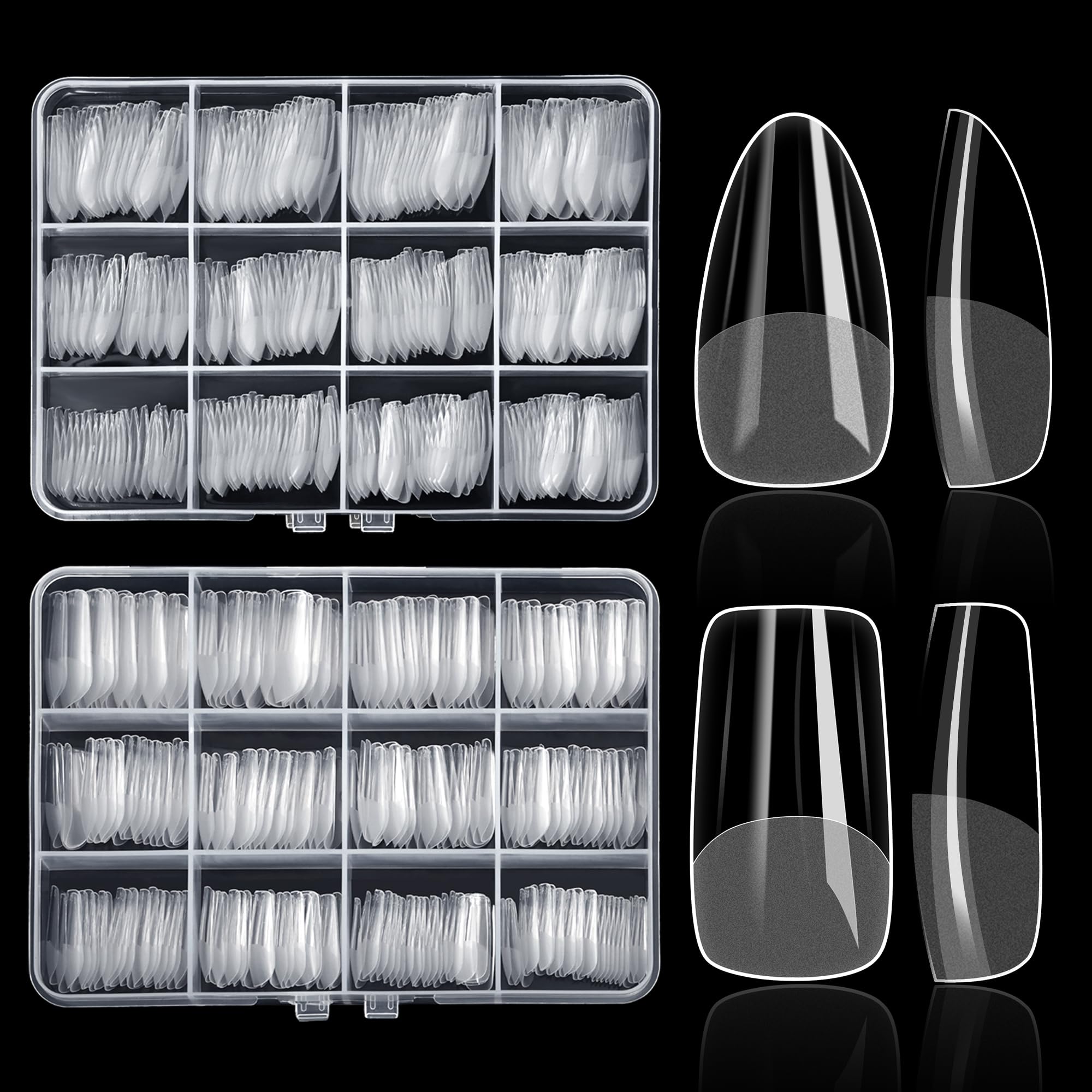 1000 Nail Tips - Clear False Nails for Salon & DIY -10