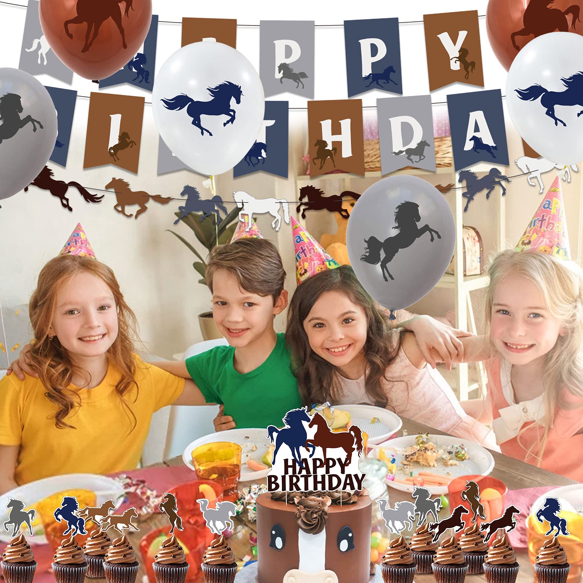 Buy Horse Birthday Party Decorations with Horse Felt Garland, Happy