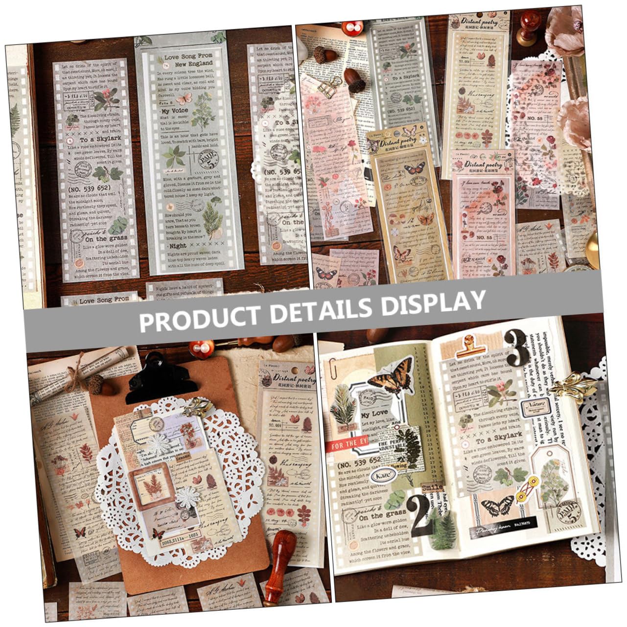 HOMSFOU 20 Sätze Vintage Washi Tape Selbstklebende Dekorative Papiertapes für Scrapbooking Diy Projekte und Journals Vielseitige Designs für Bastelarbeiten