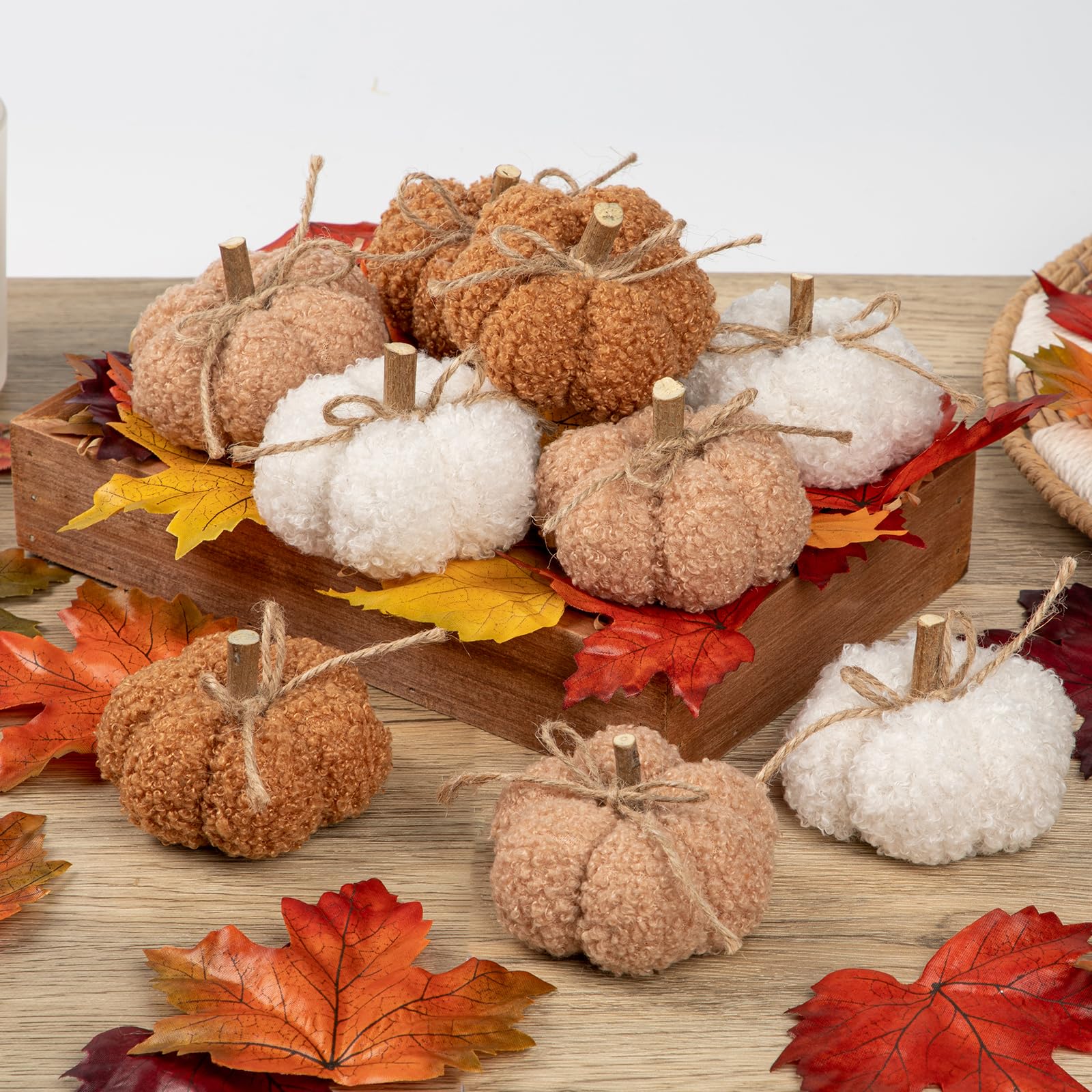9er-Set Künstliche Samt-Kürbisse 8cm Künstlicher Kürbis für Herbstdeko | Tischdekorationen DIY-Herbstdekorationen, Herzstück für Herbsthochzeit, Herbst-Wohnkultur, Thanksgiving-Dekoration