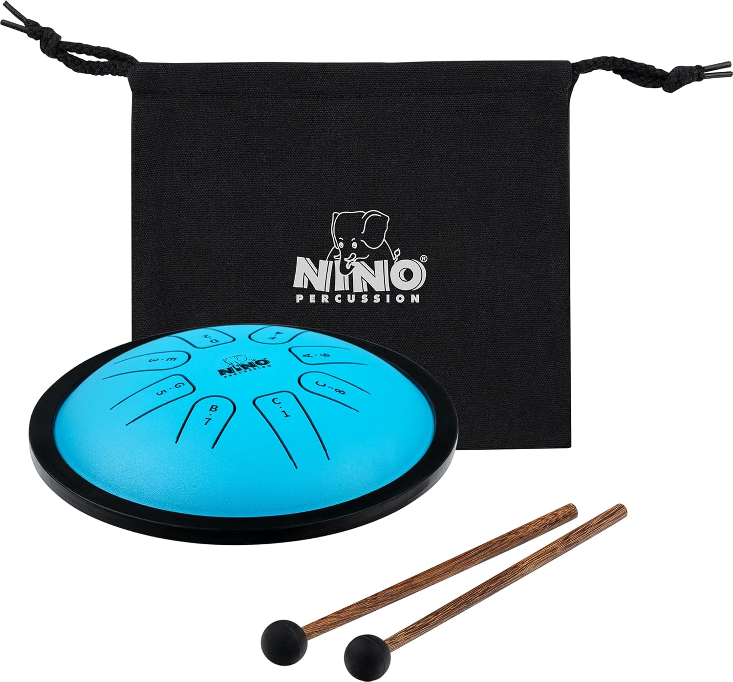 Melodic Steel Tongue Drum, 8 Notes — Instrument for Classroom Music — Includes Mallets and Bag