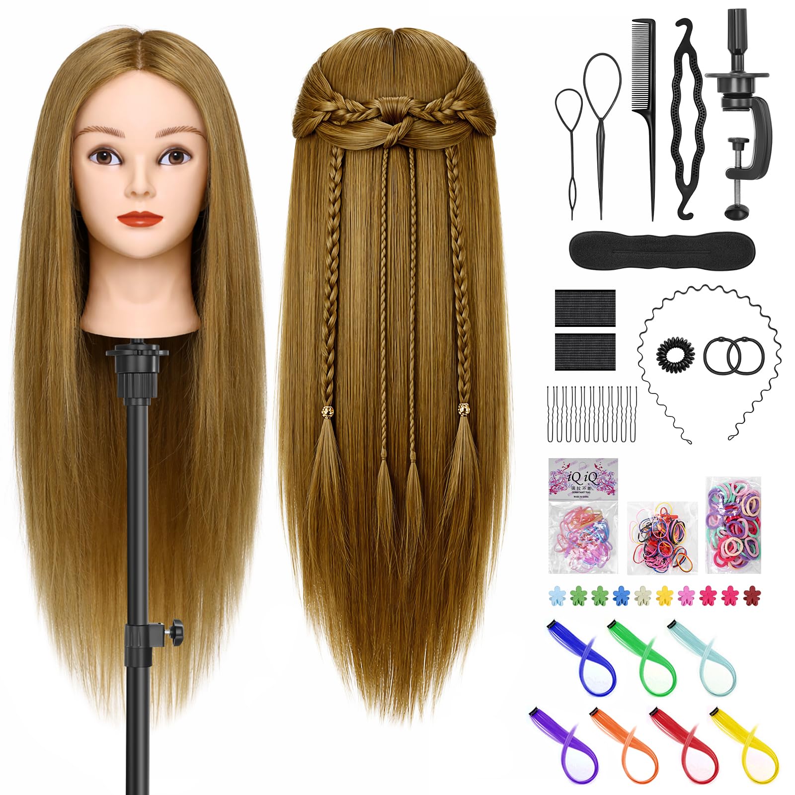 TwoWin Testina parrucchiere capelli veri 80% 26" marrone con morsetto per allenamento