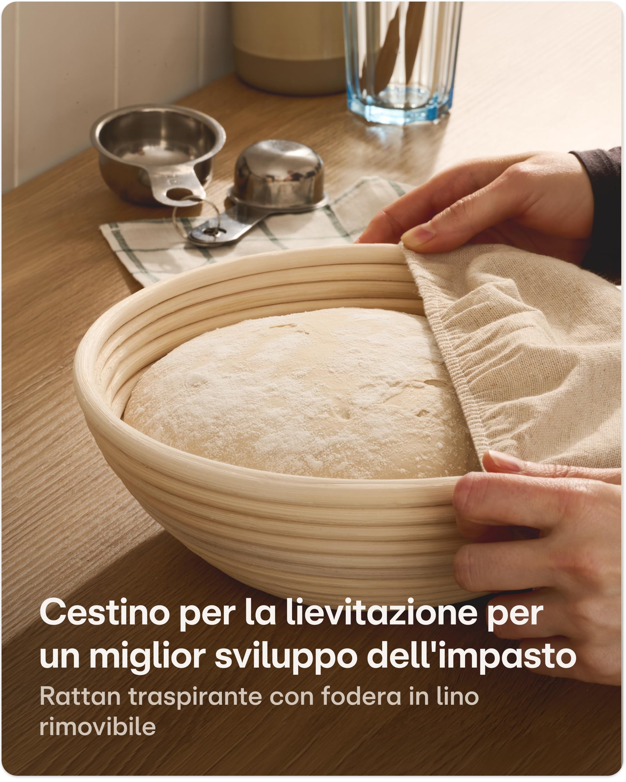 Praknu Pentola Ghisa 26 cm – Casseruola In Ghisa Set – con Cestino Lievitazione & Sacchetto Per Pane – Coperchio Incluso – 4,7 L Dutch Oven