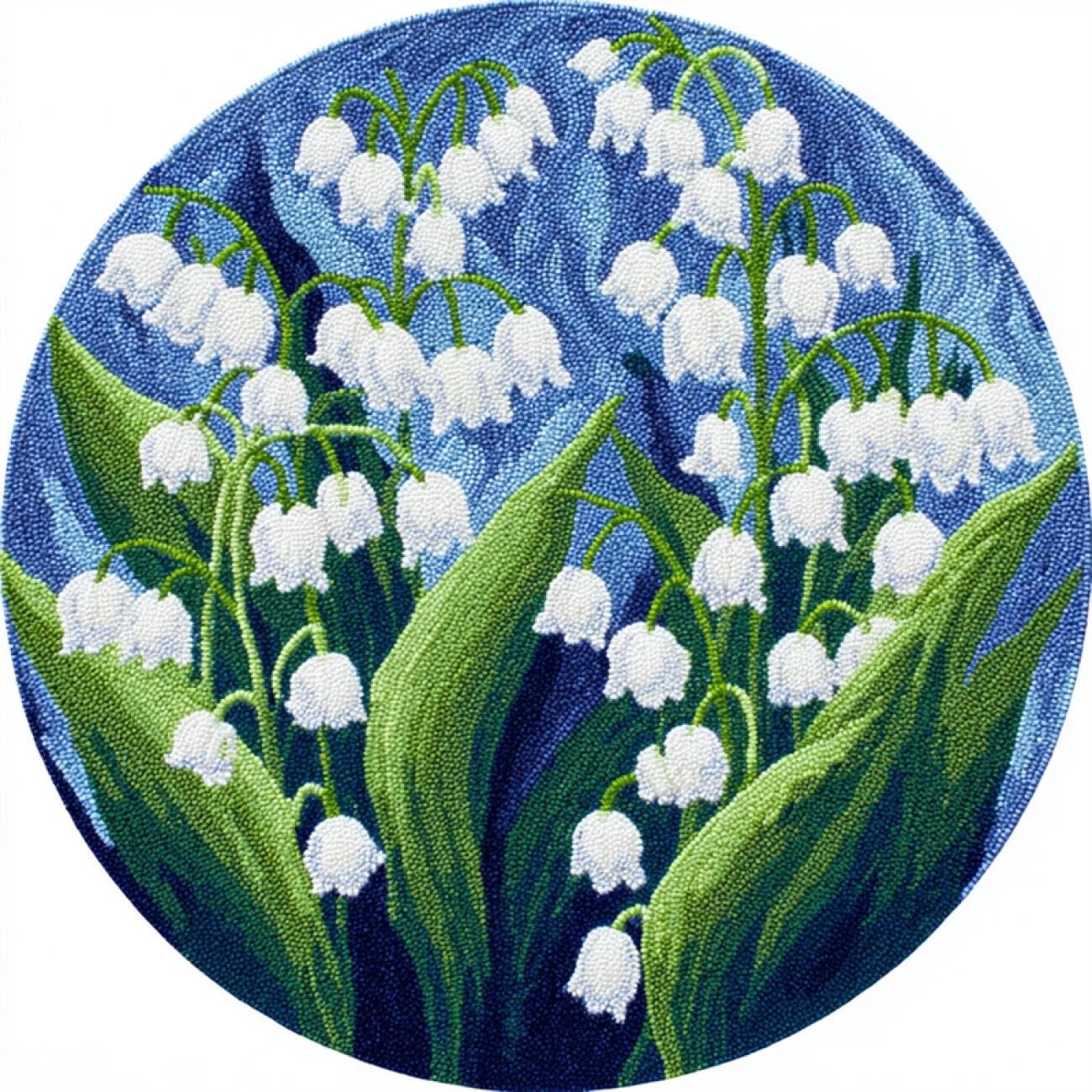 Kitquiver Latch Hook Kit Rug White Lily of the Valley 60x60cm