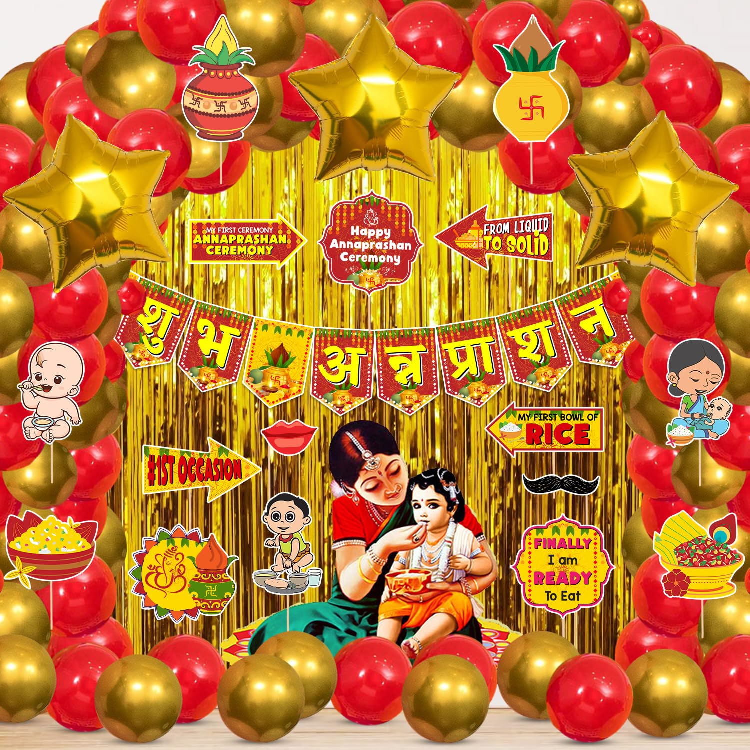 See full amazon price history chart for Zyozique ® Shubh Annaprashan Decorations Item | Annaprasanam Decorations Kit - Paper Banner, Balloons, Star Foil Balloons, Photo booth Props (Pack of 54) Zyozique ® Shubh Annaprashan Decorations Item | Annaprasanam Decorations Kit - Paper Banner, Balloons, Star Foil Balloons, Photo booth Props (Pack of 54) (B0CY2N8G1J) Amazon Price History, Amazon Price Tracker